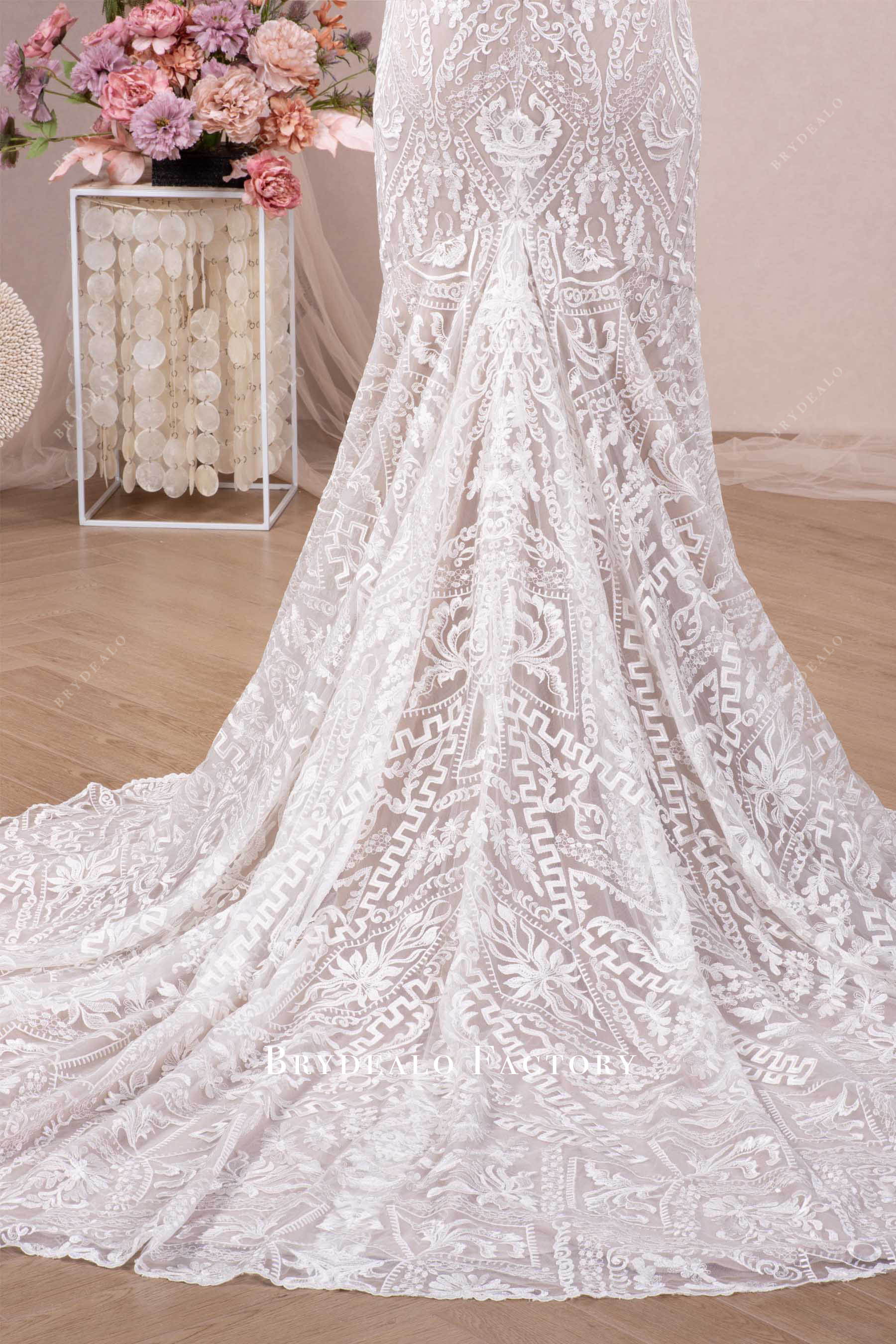 long mermaid lace wedding dress