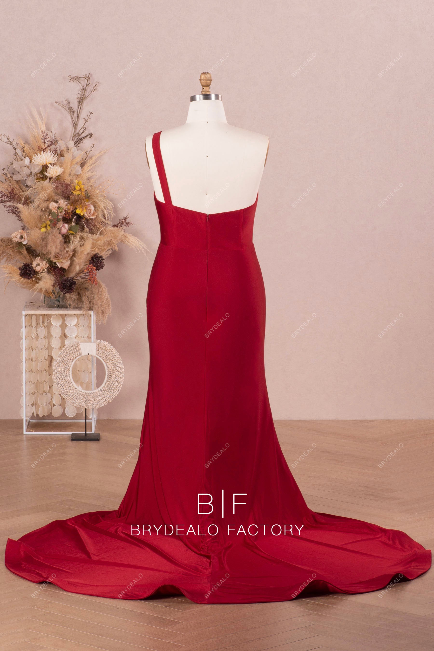 long one shoulder jersey bridesmaid dress