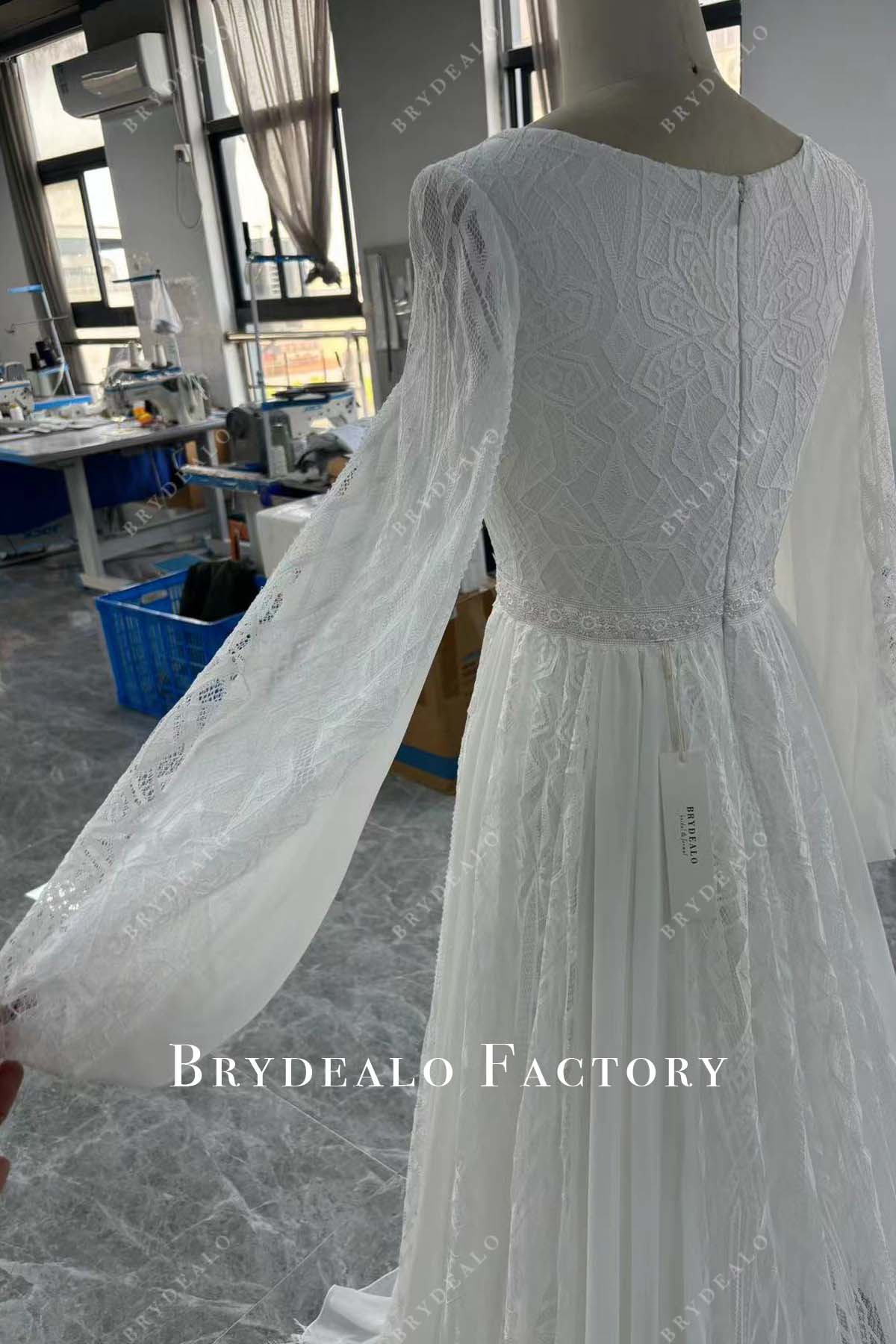 long sleeves custom wedding dress