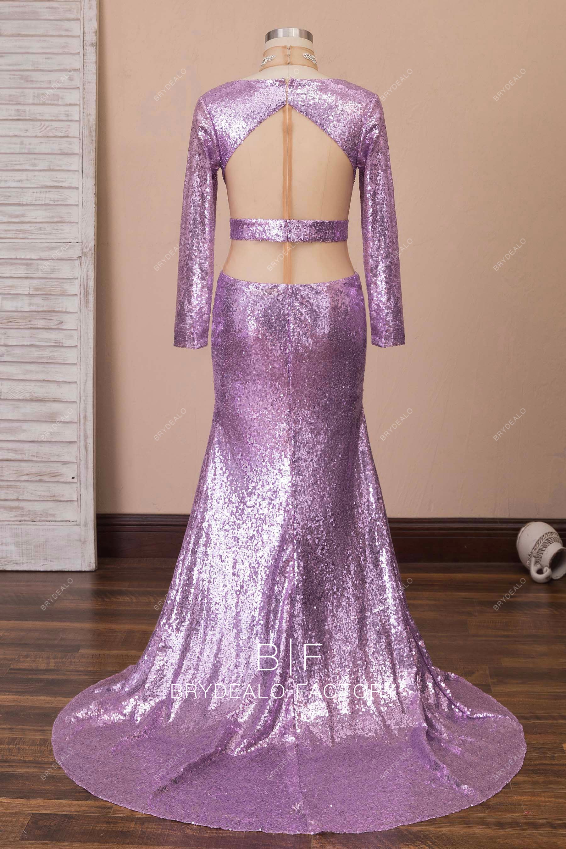 long sleeve sparkly mermaid sequin prom dress