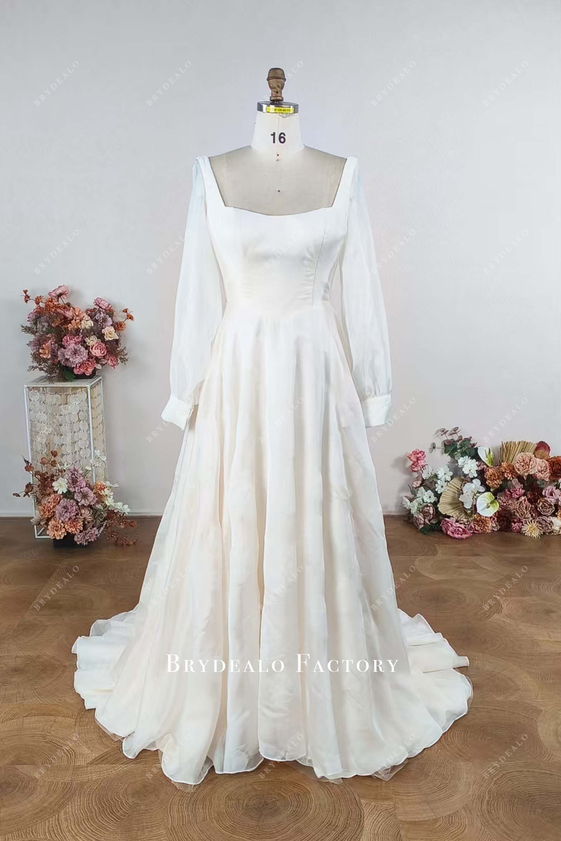 long sleeves custom wedding dress