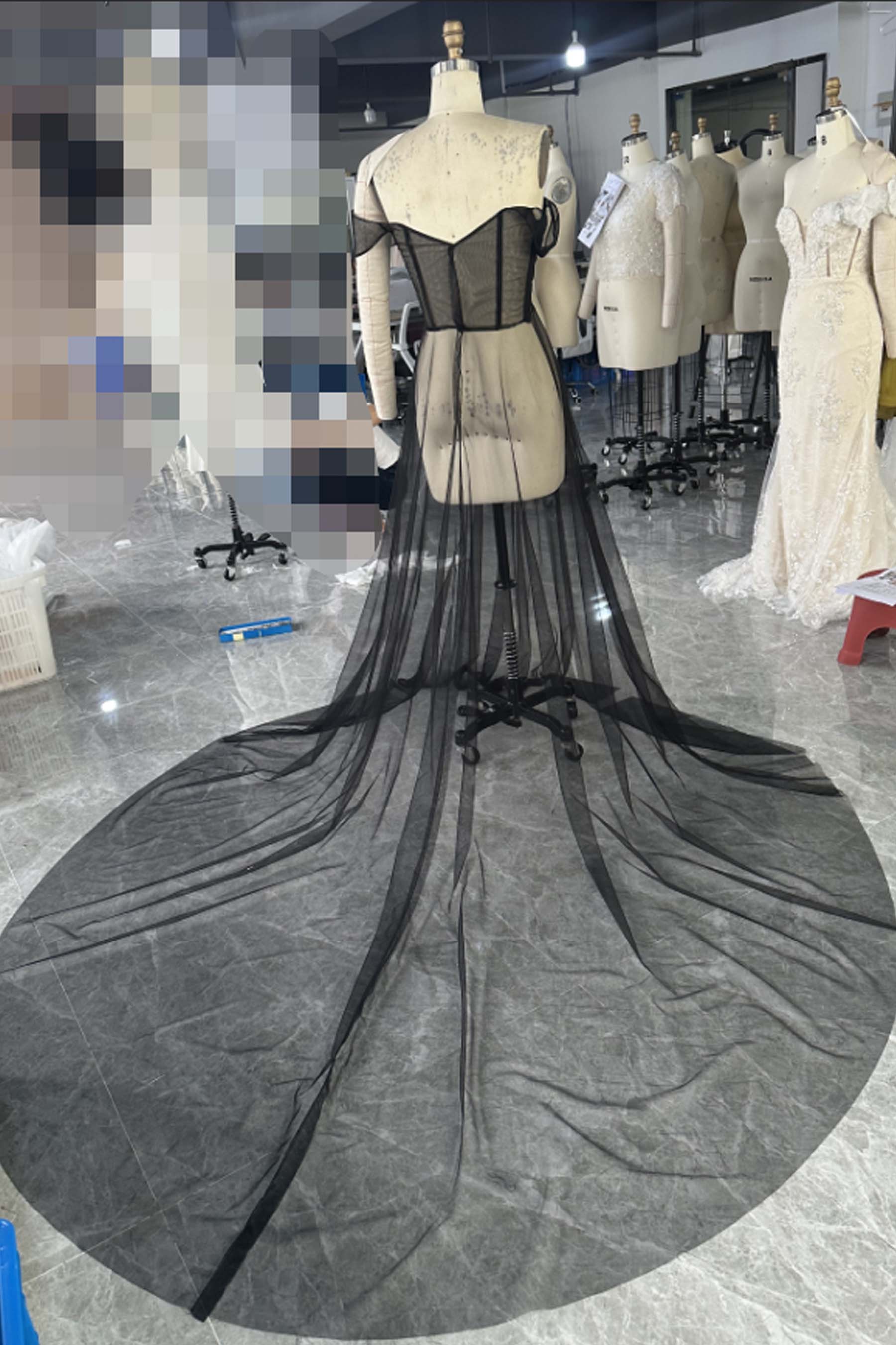 long train A-line dress mockup