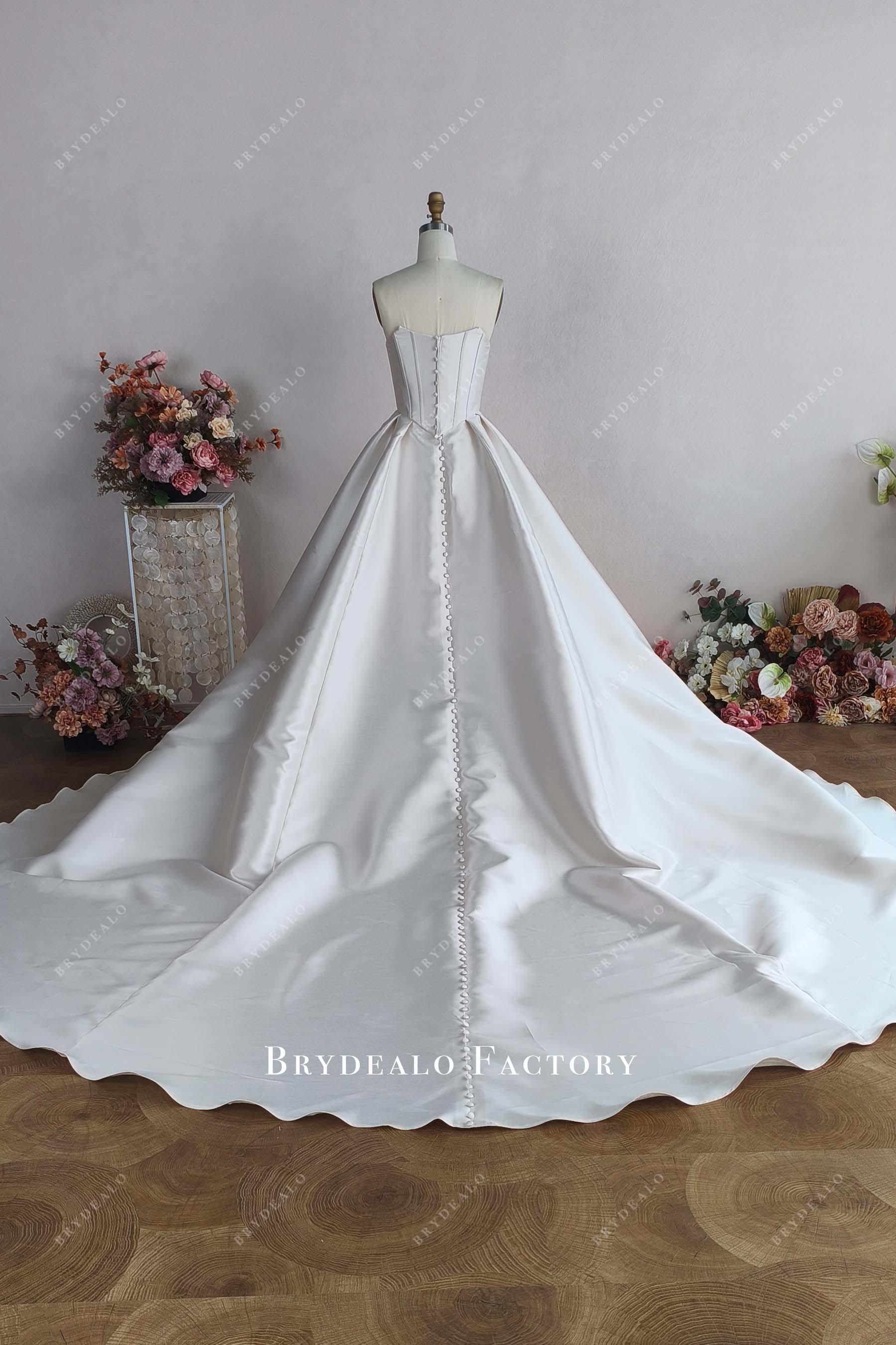 long train strapless mikado wedding dress