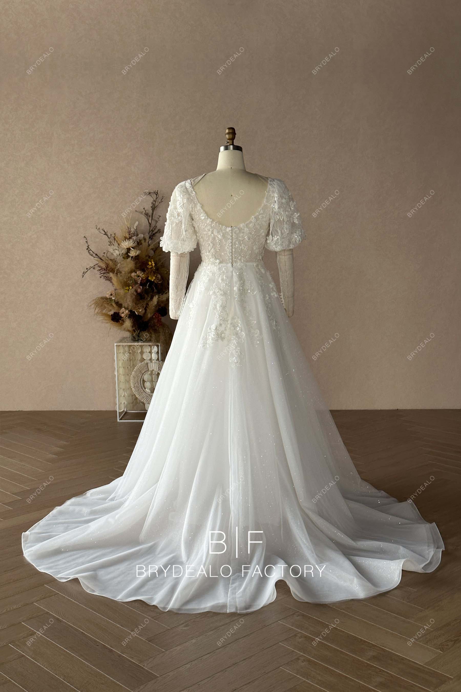 Private Label Long Train Wedding Ball Gown
