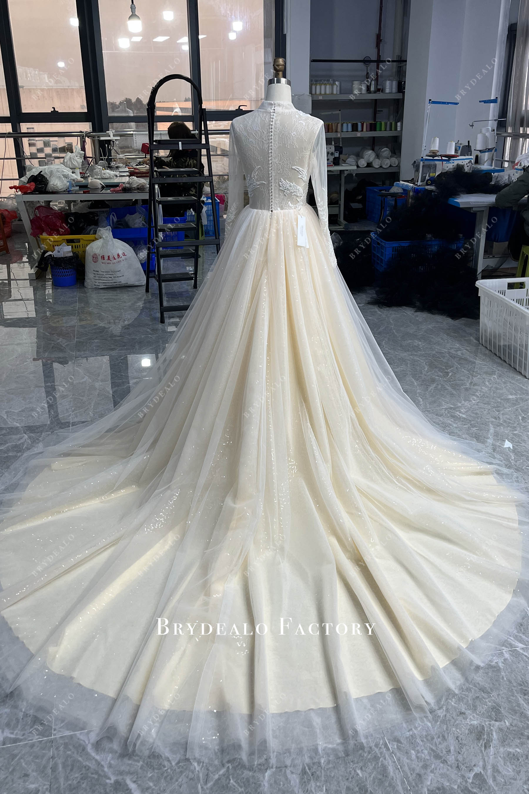 long tulle wedding dress
