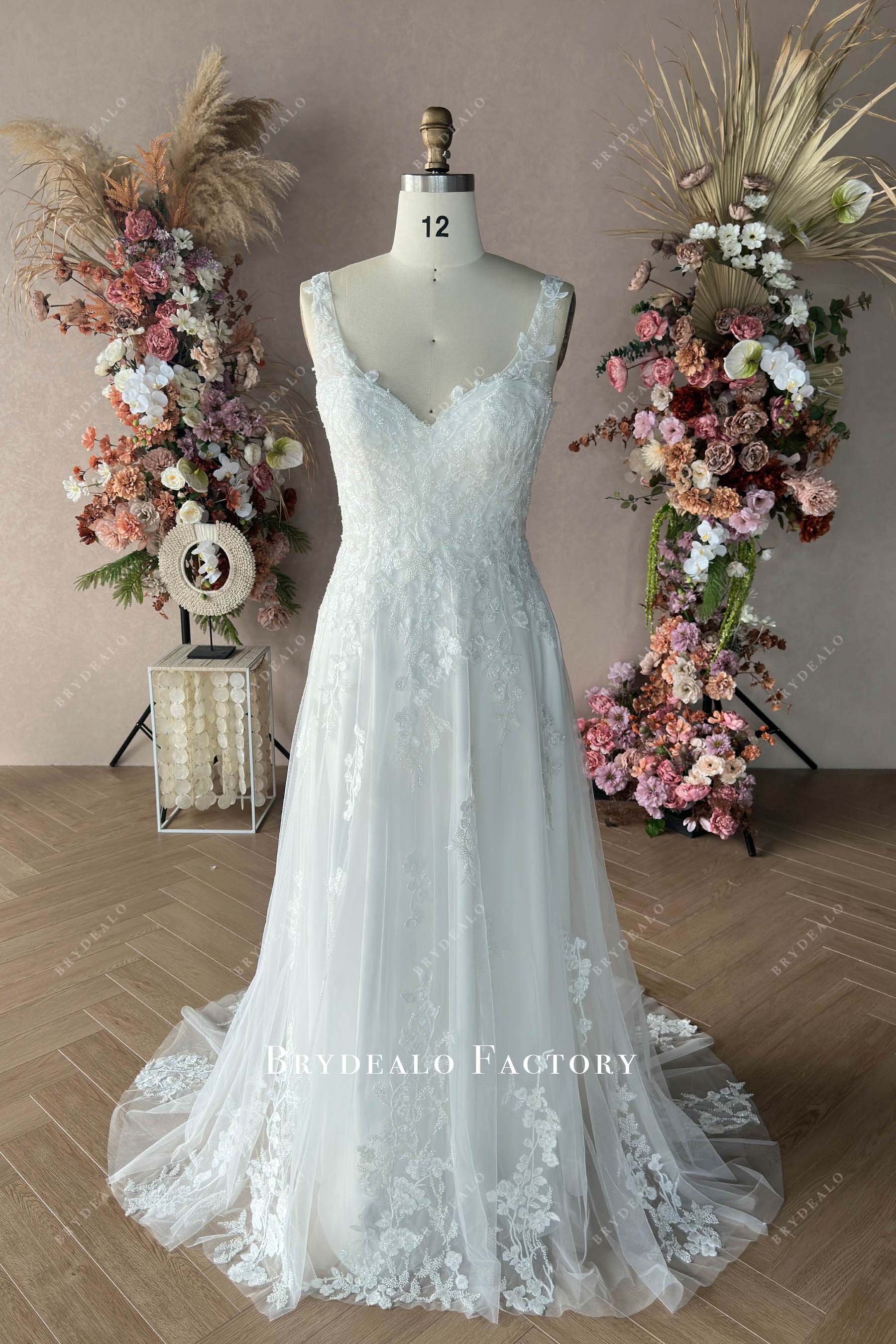 Custom Lace Sleeveless A-line Karri Wedding Dress Custom Lace Sleeveless A-line Karri Wedding Dress