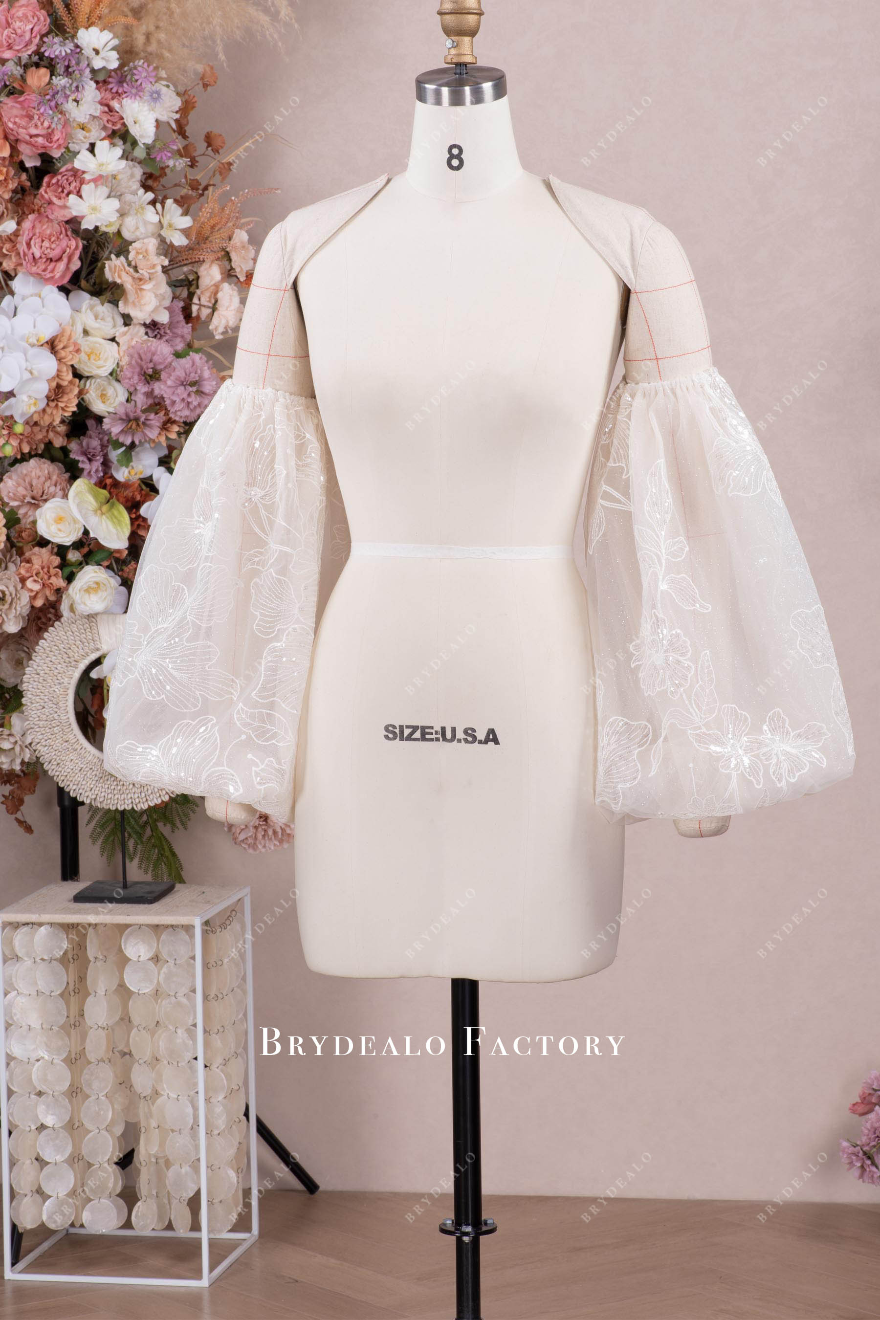 lotus lace bubble wedding dress sleeves