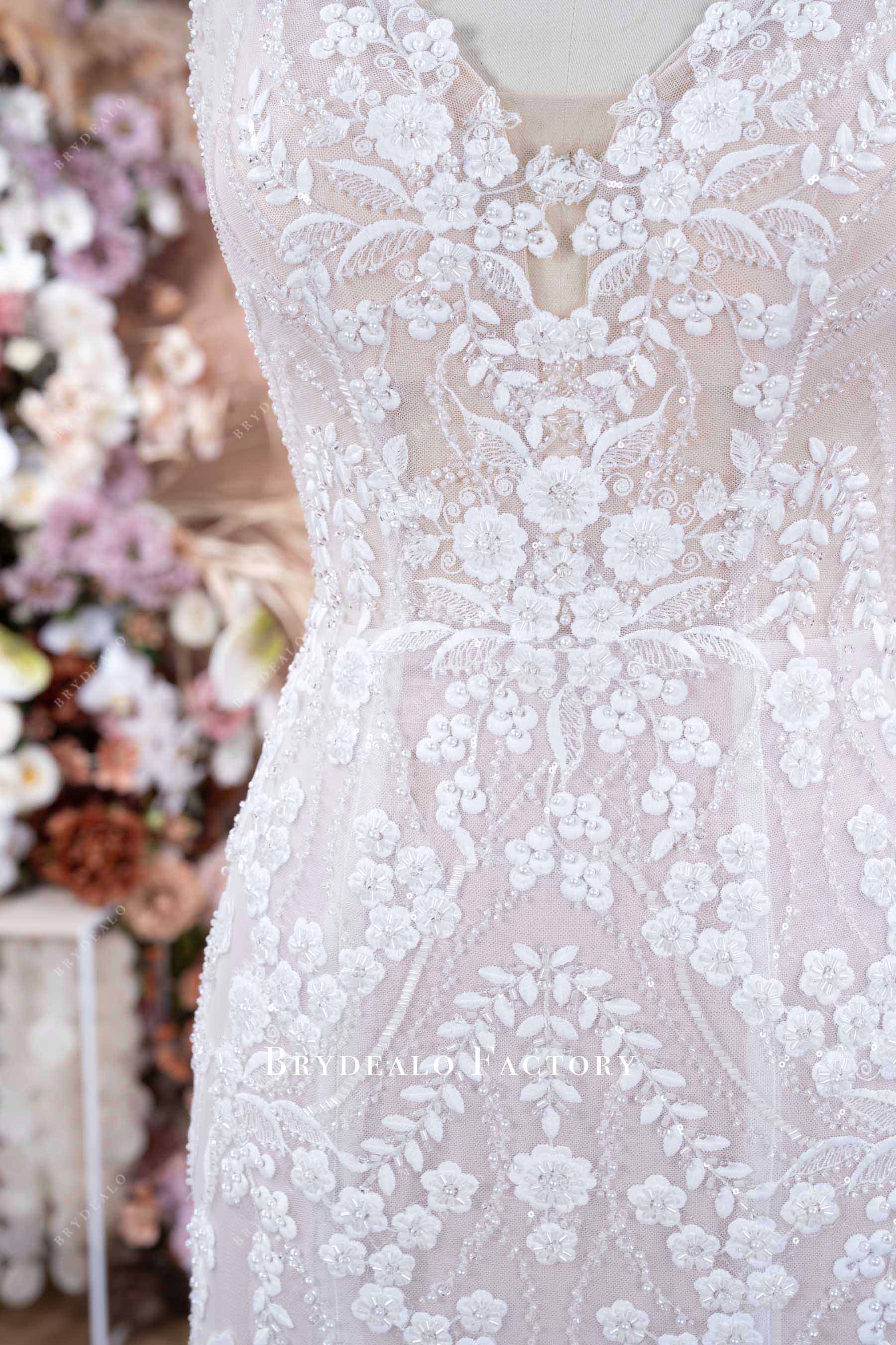 luxury beaded lace wedding dress