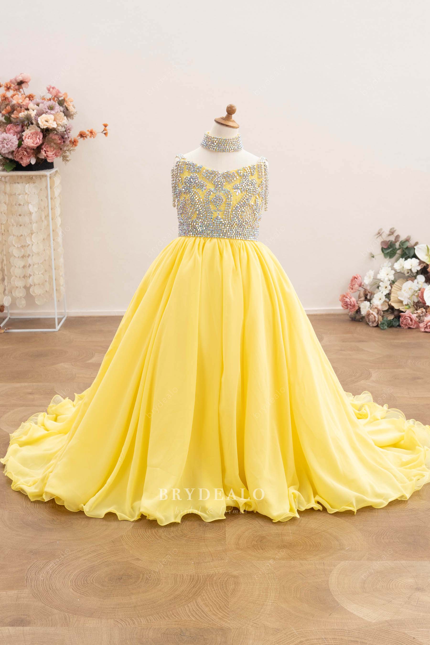 luxury choker kids pageant ballgown