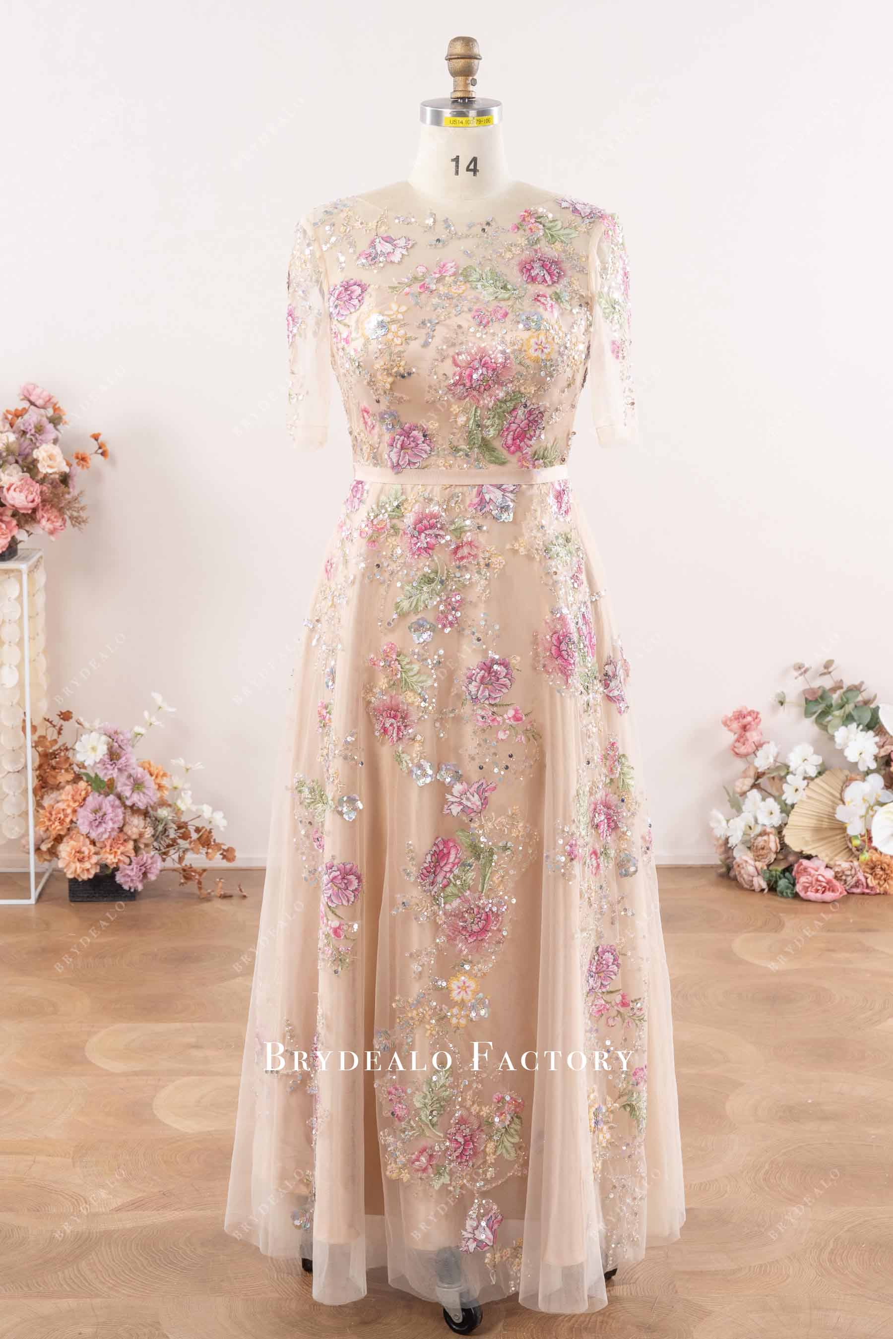 luxury colored sequin mother bride dress
