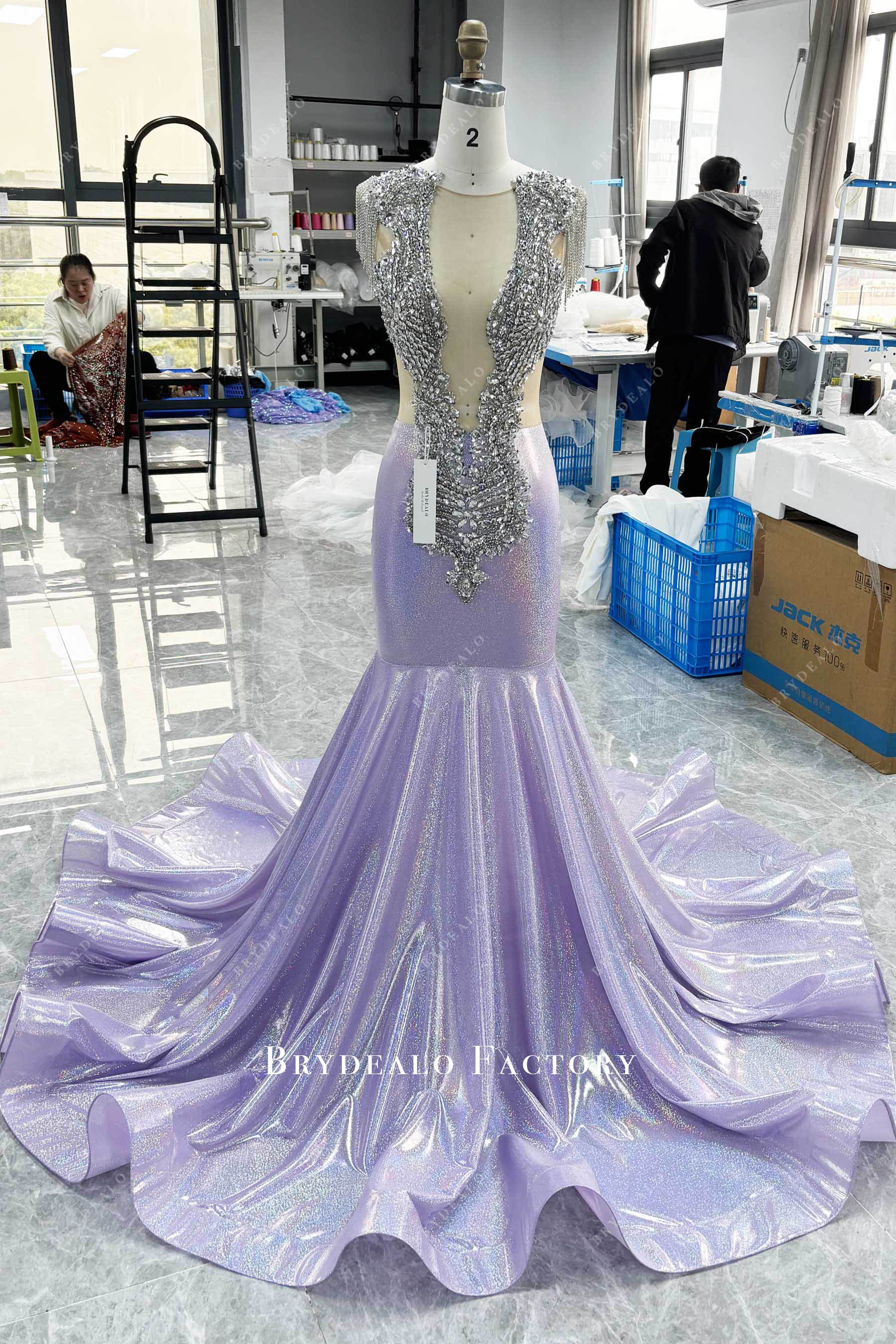 luxury rhinestone galaxy prom dress