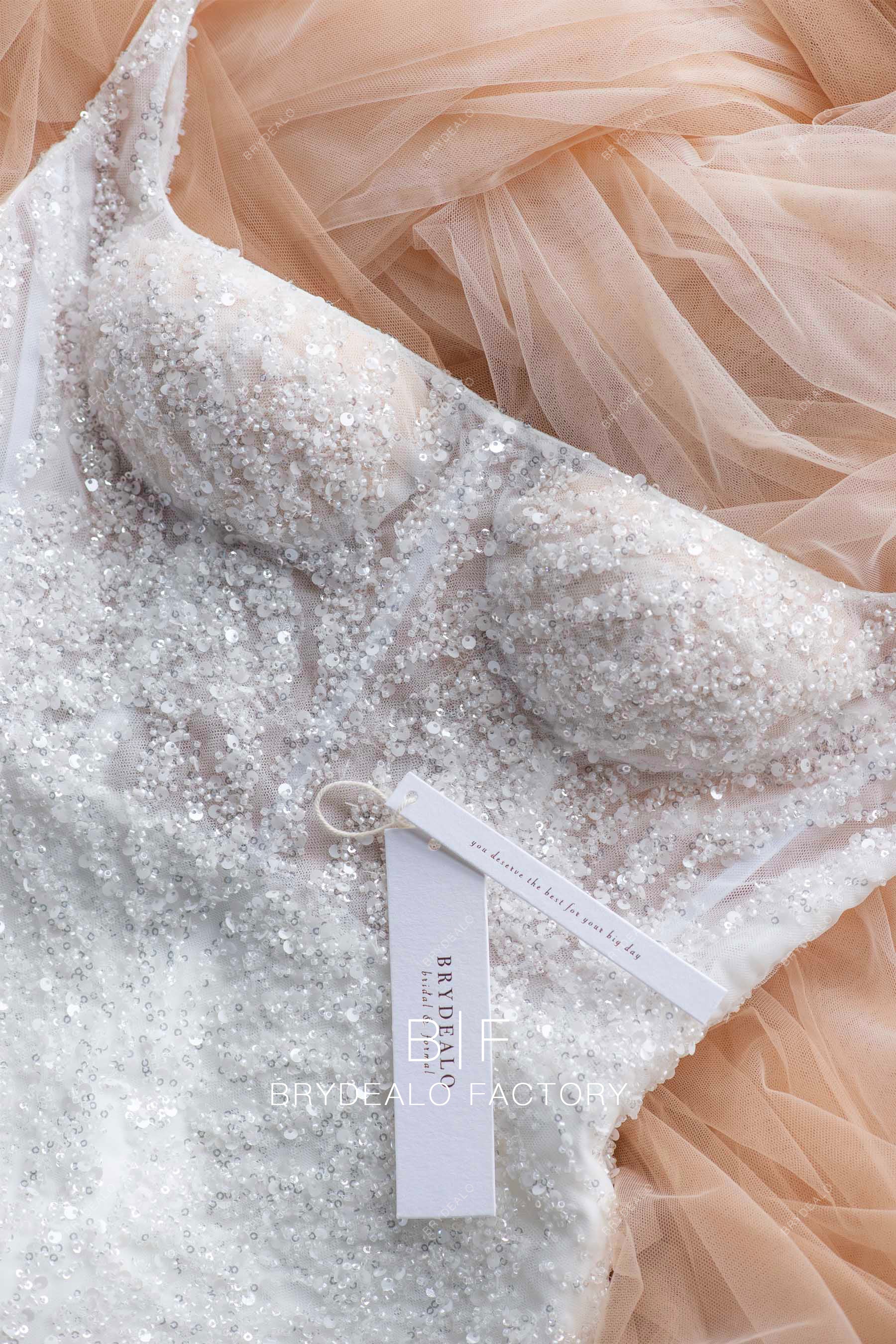 luxury sparkly illusion bodice wedding dress