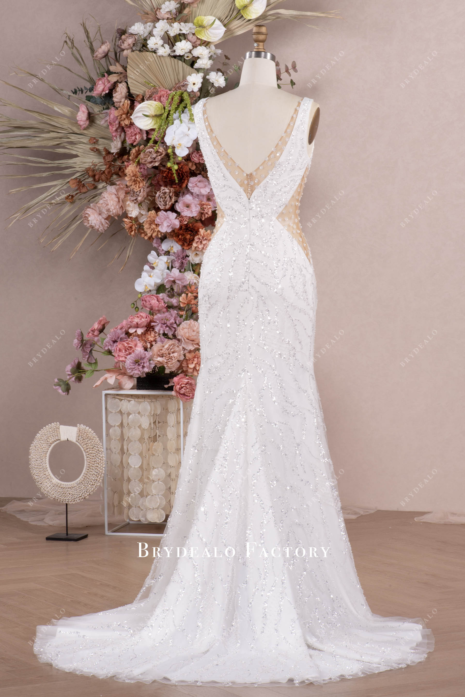 luxury sparkly lace mermaid wedding dress