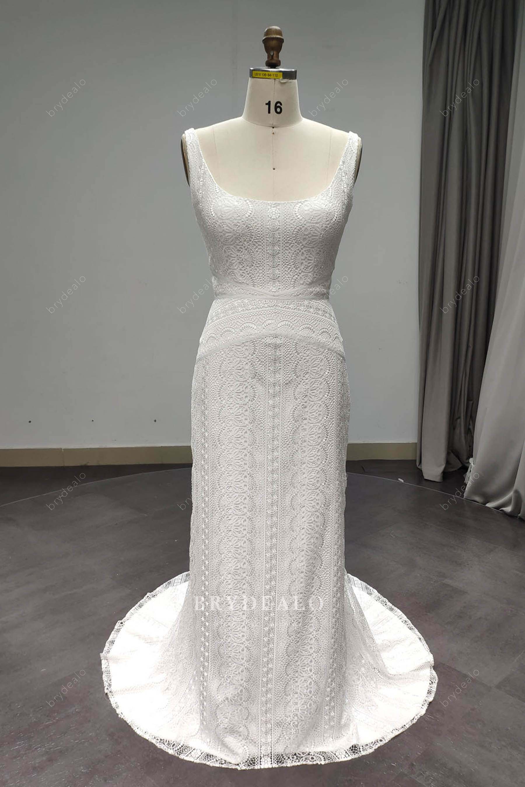mermaid boho lace wedding dress