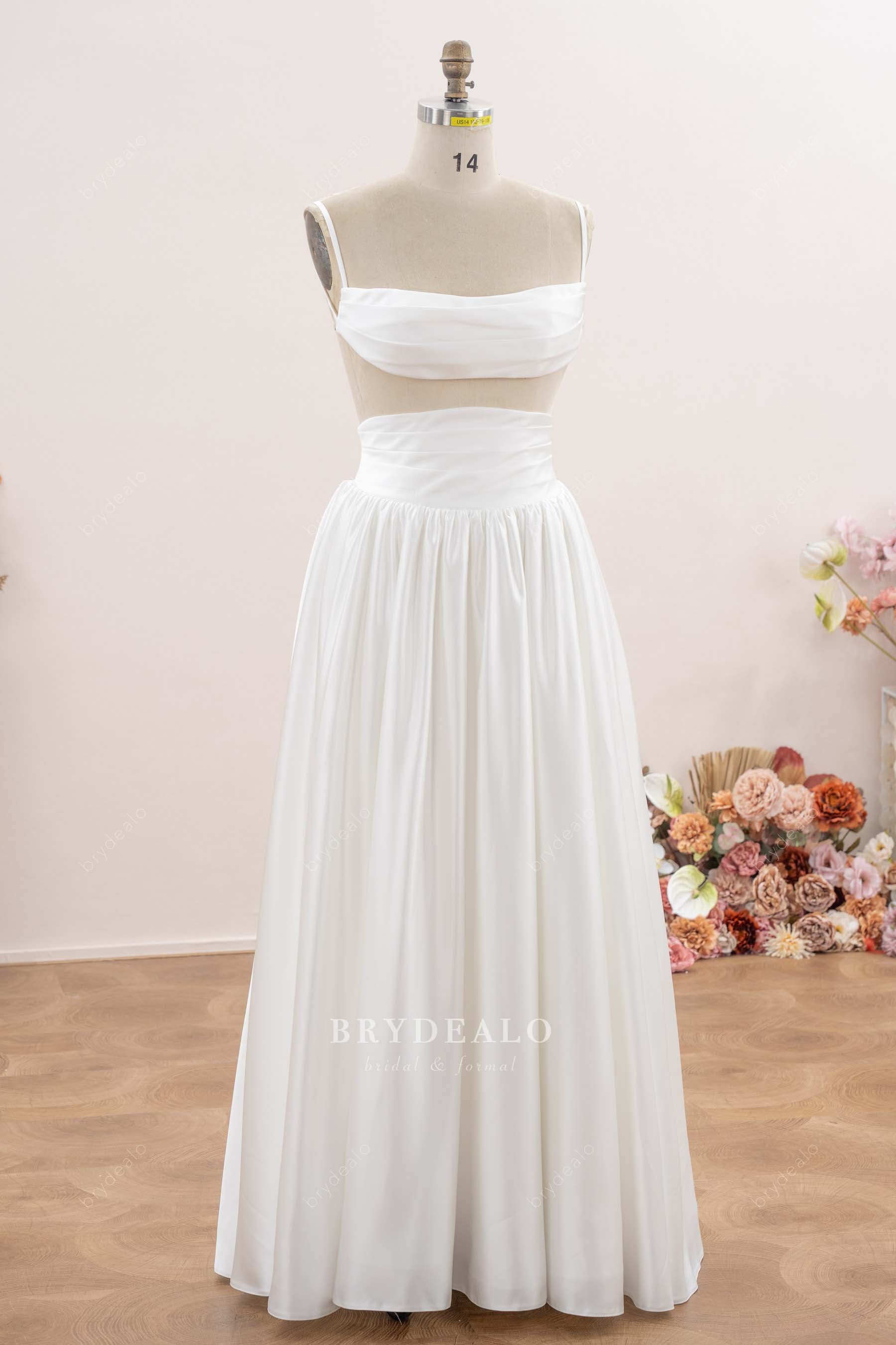 modern satin two piece wedding dress
