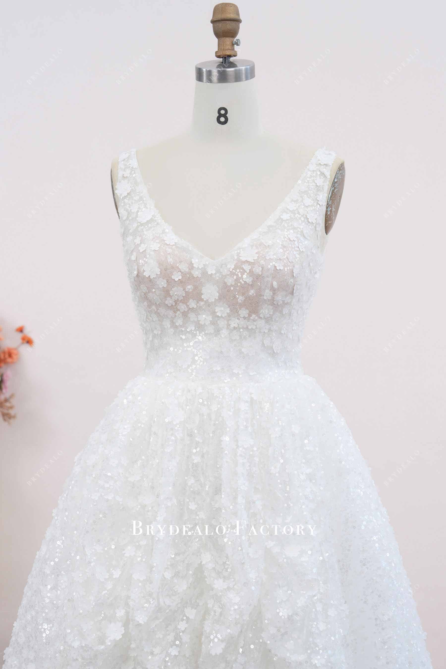modest v-neck wedding dress