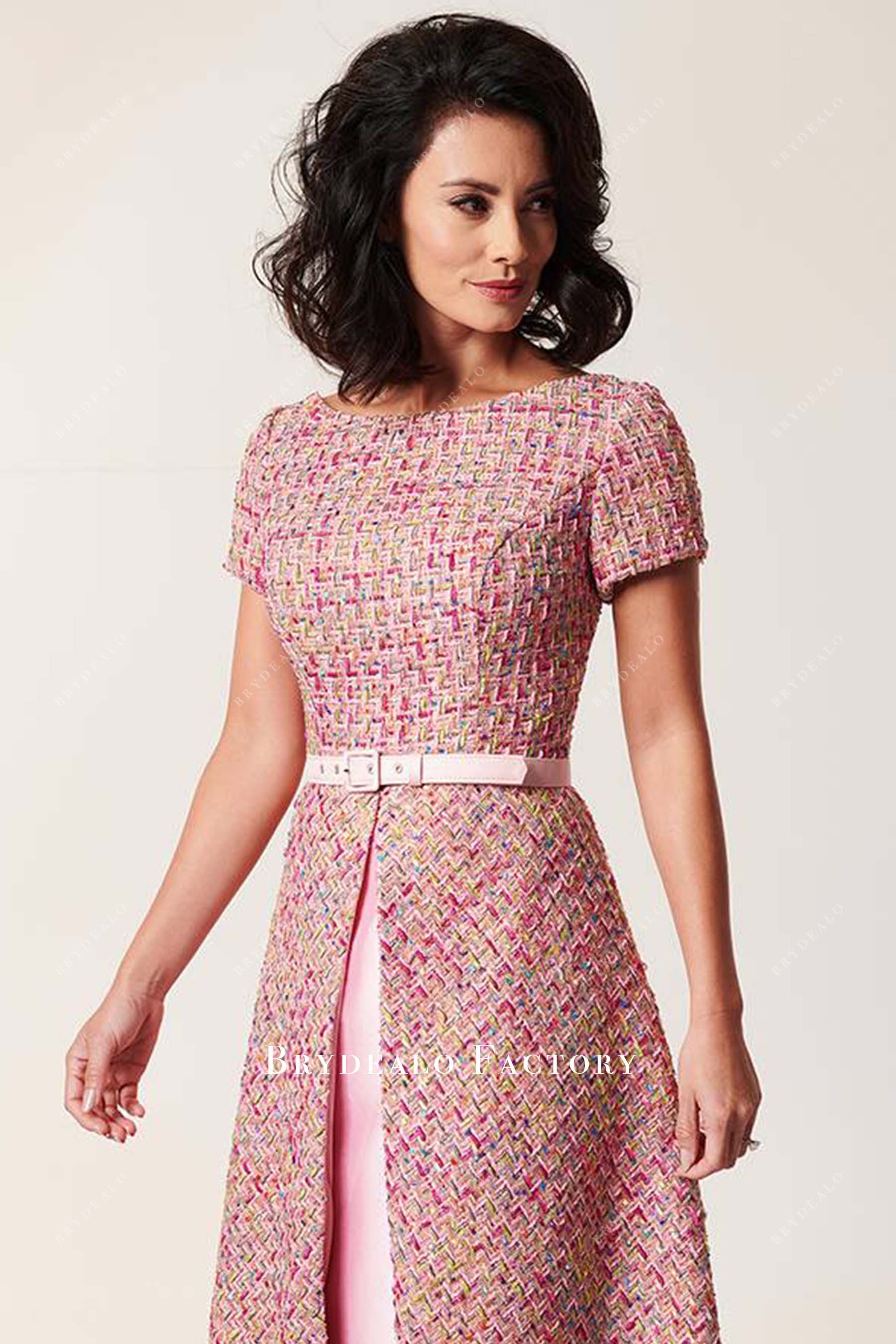 multi color short sleeves mother of bride dress