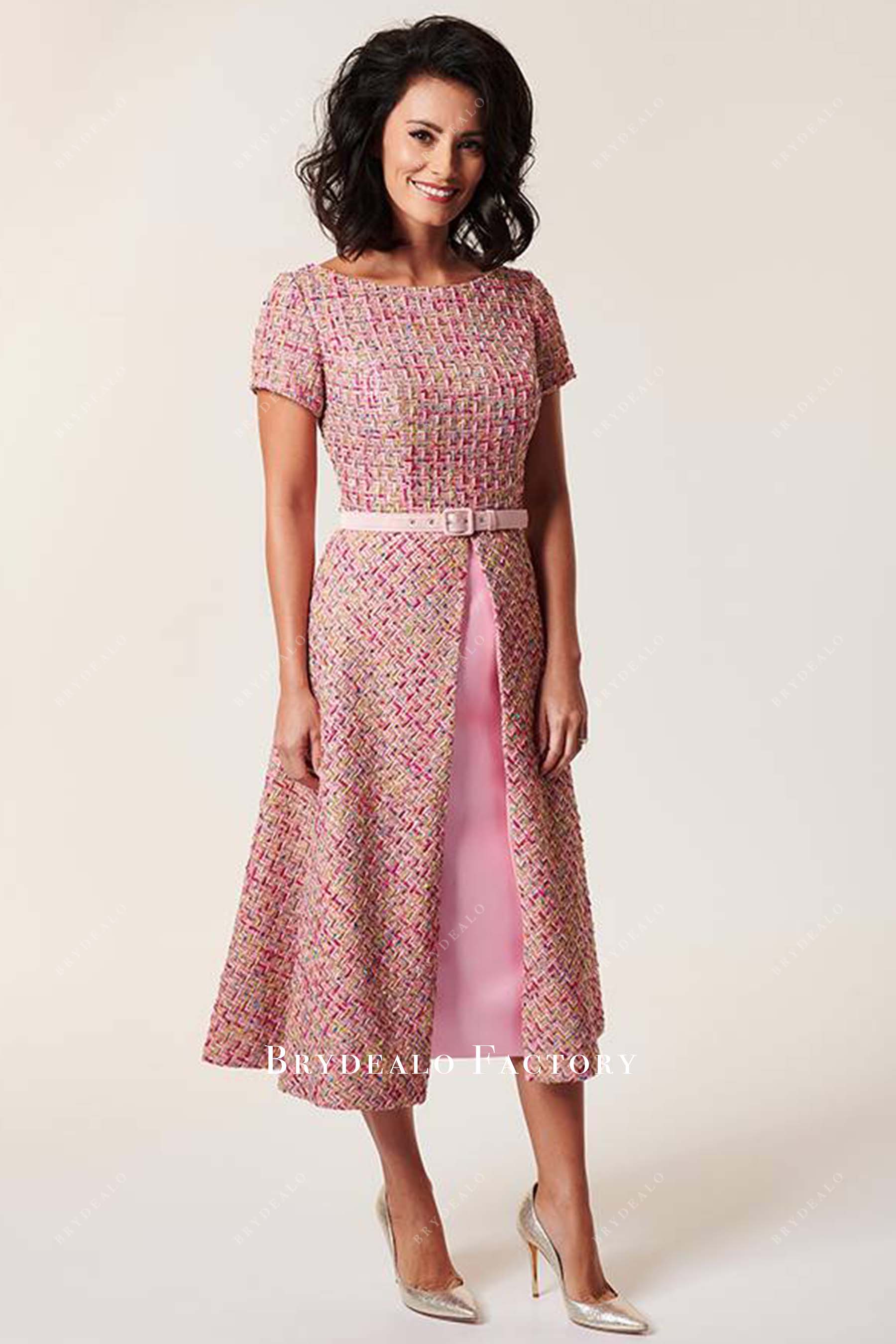 Multi-colored Short-Sleeved Dress main image 1
