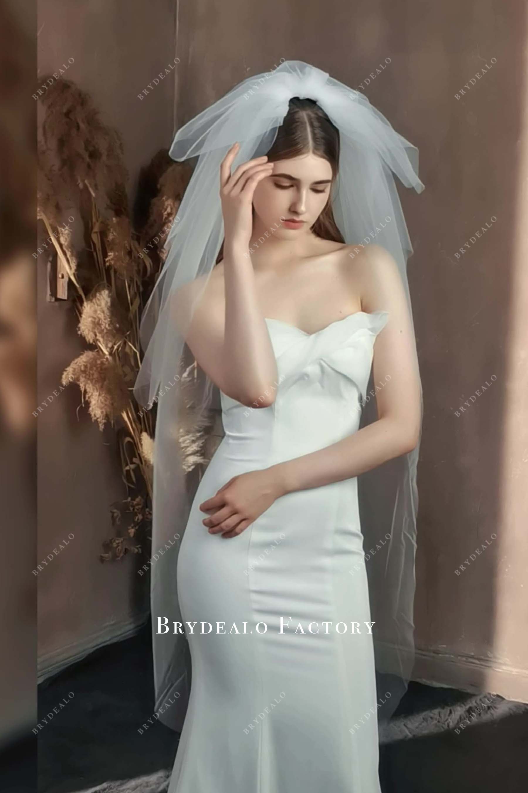 multi layered puffy tulle bridal veil