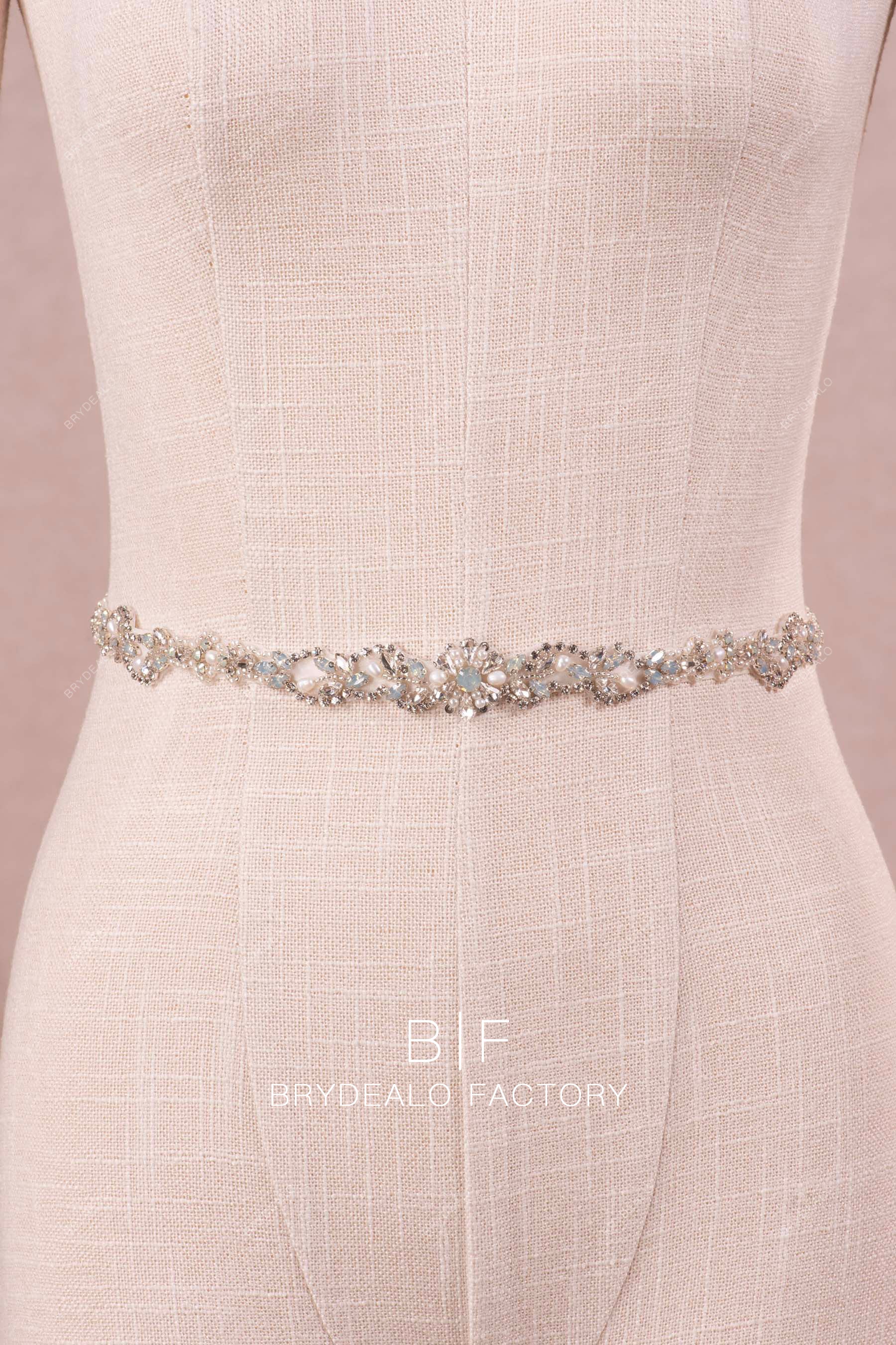 narrow beading rhinestone bridal belt