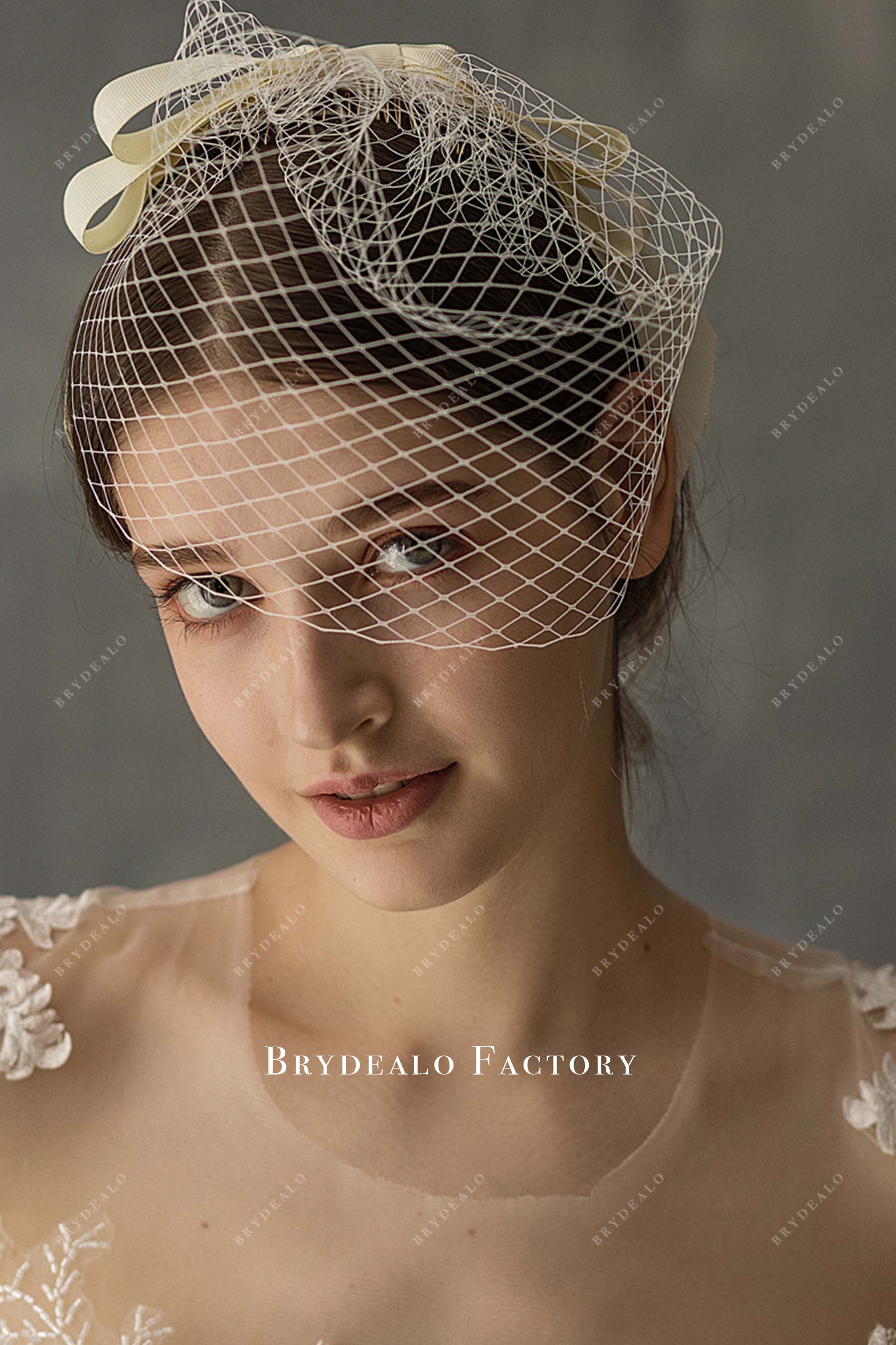 net bow bridal veil
