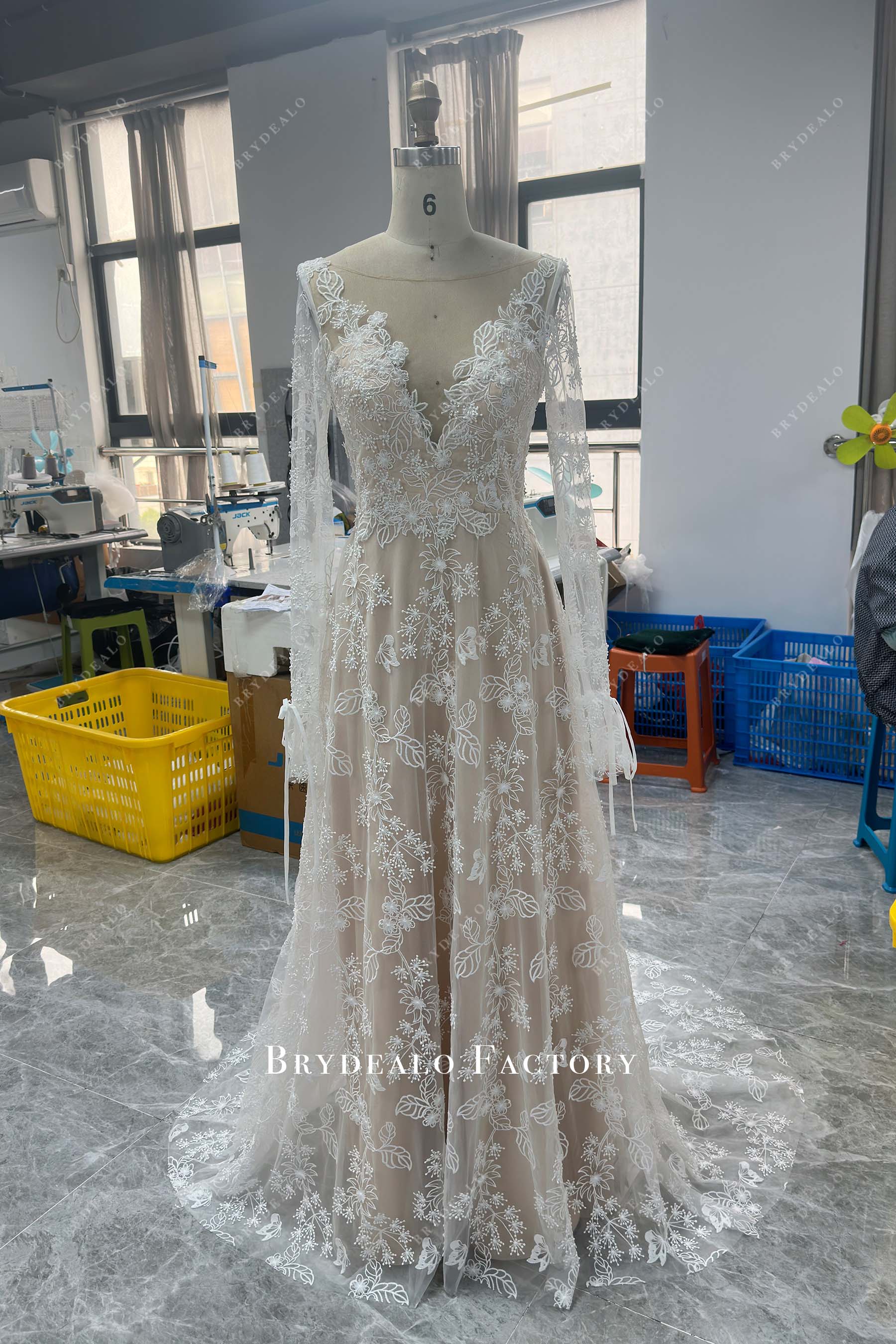 nude beige wedding dress