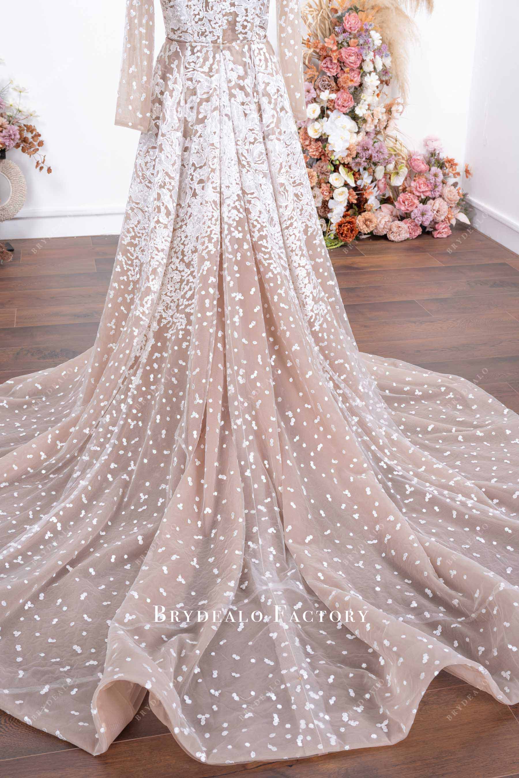 nude overskirt lace bridal gown