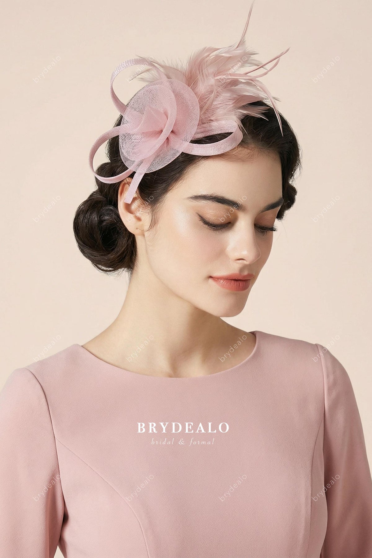 Pink Feathered Fascinator Headpiece Hot Pink Floral Fascinator with Birds • Kentucky Derby Hat  main image 4
