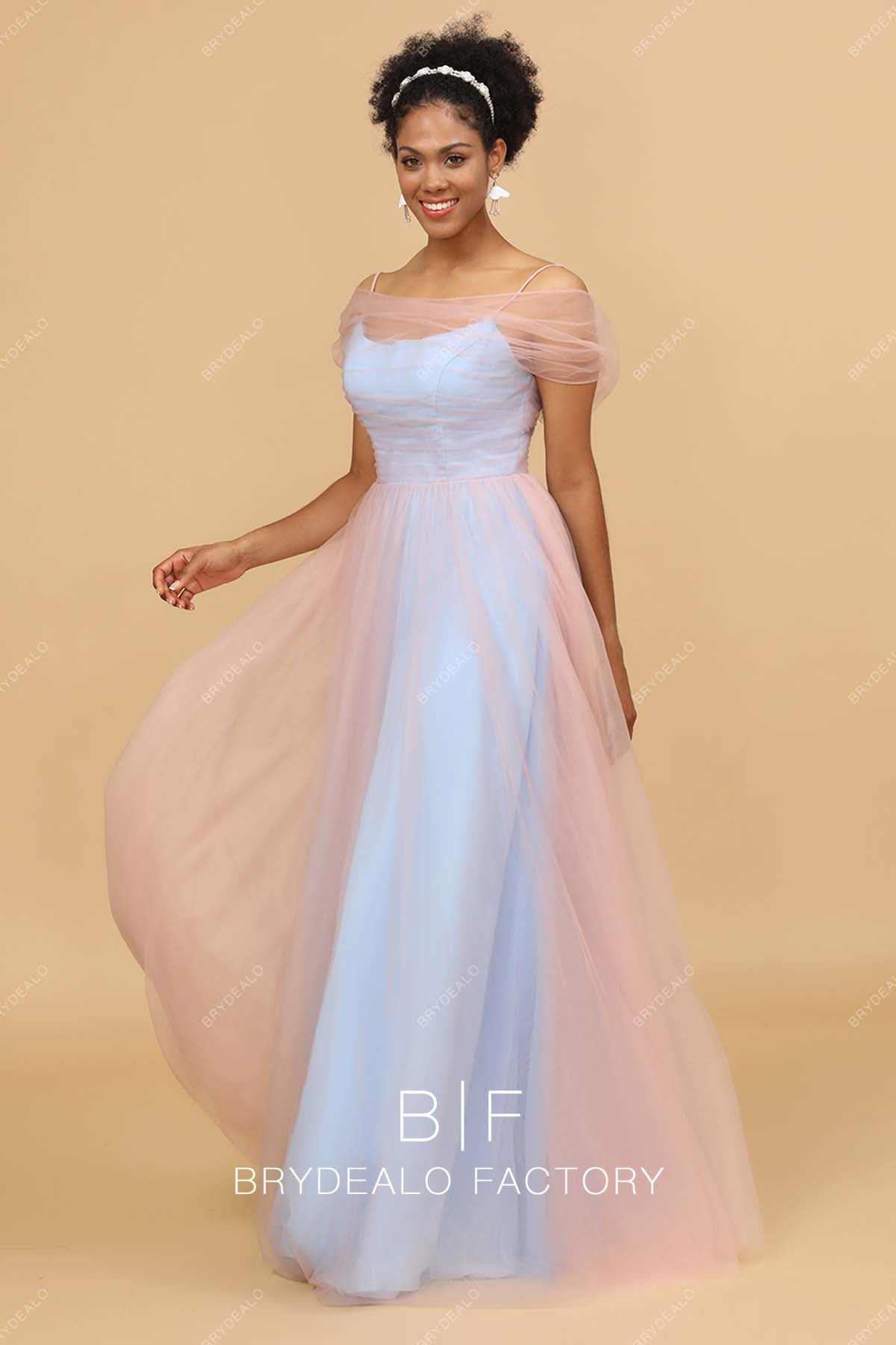 off shoulder A-line bridesmaid gown