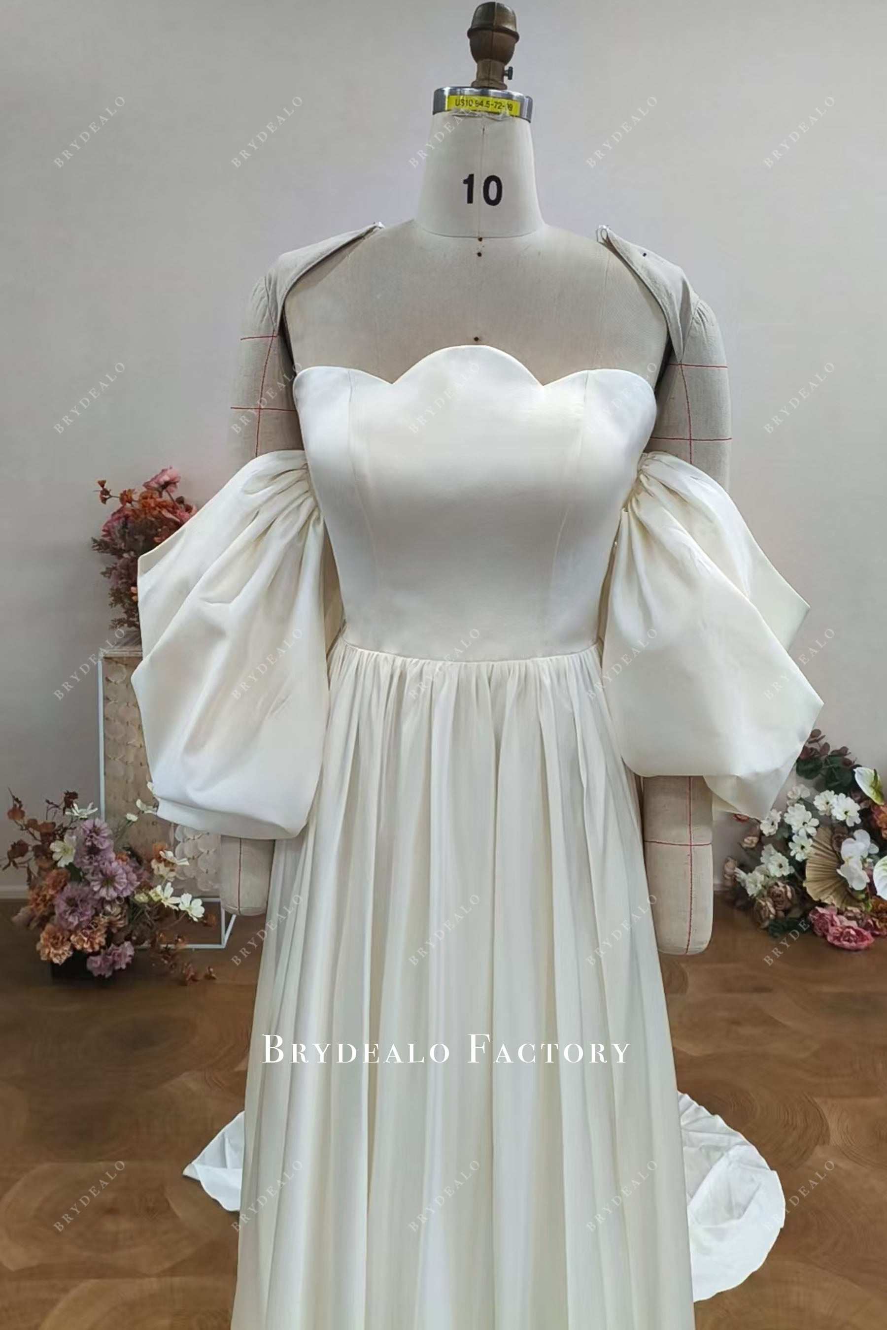 off shoulder A-line wedding dress