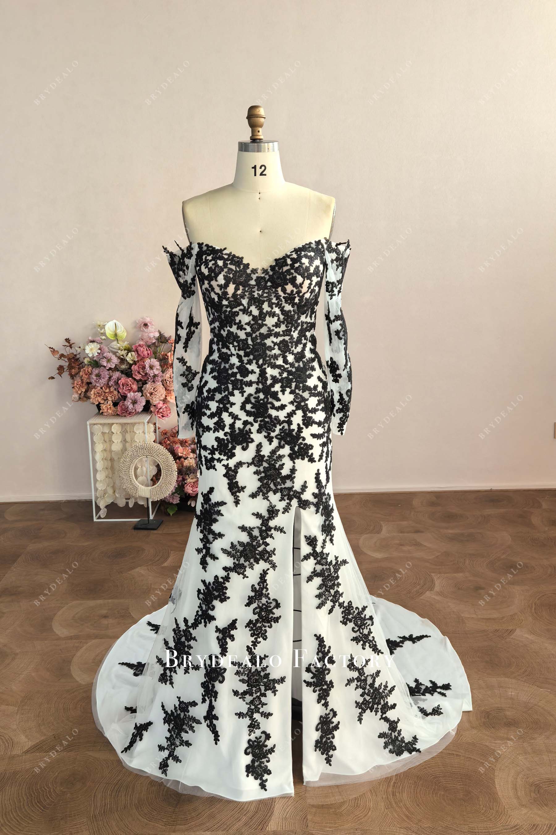 off shoulder designer wedding dress