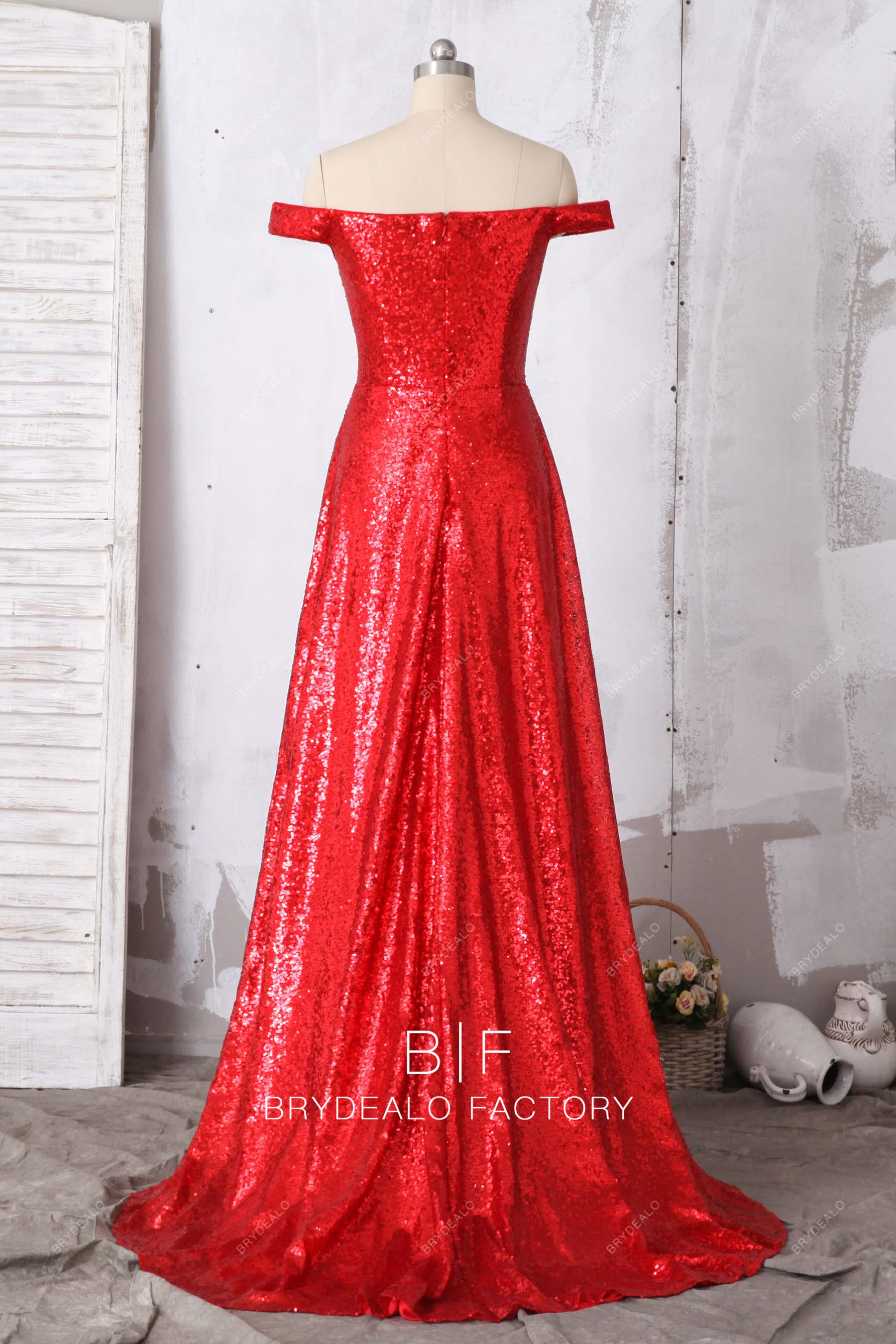 Simple Off the Shoulder A-line Court Train Prom Dress