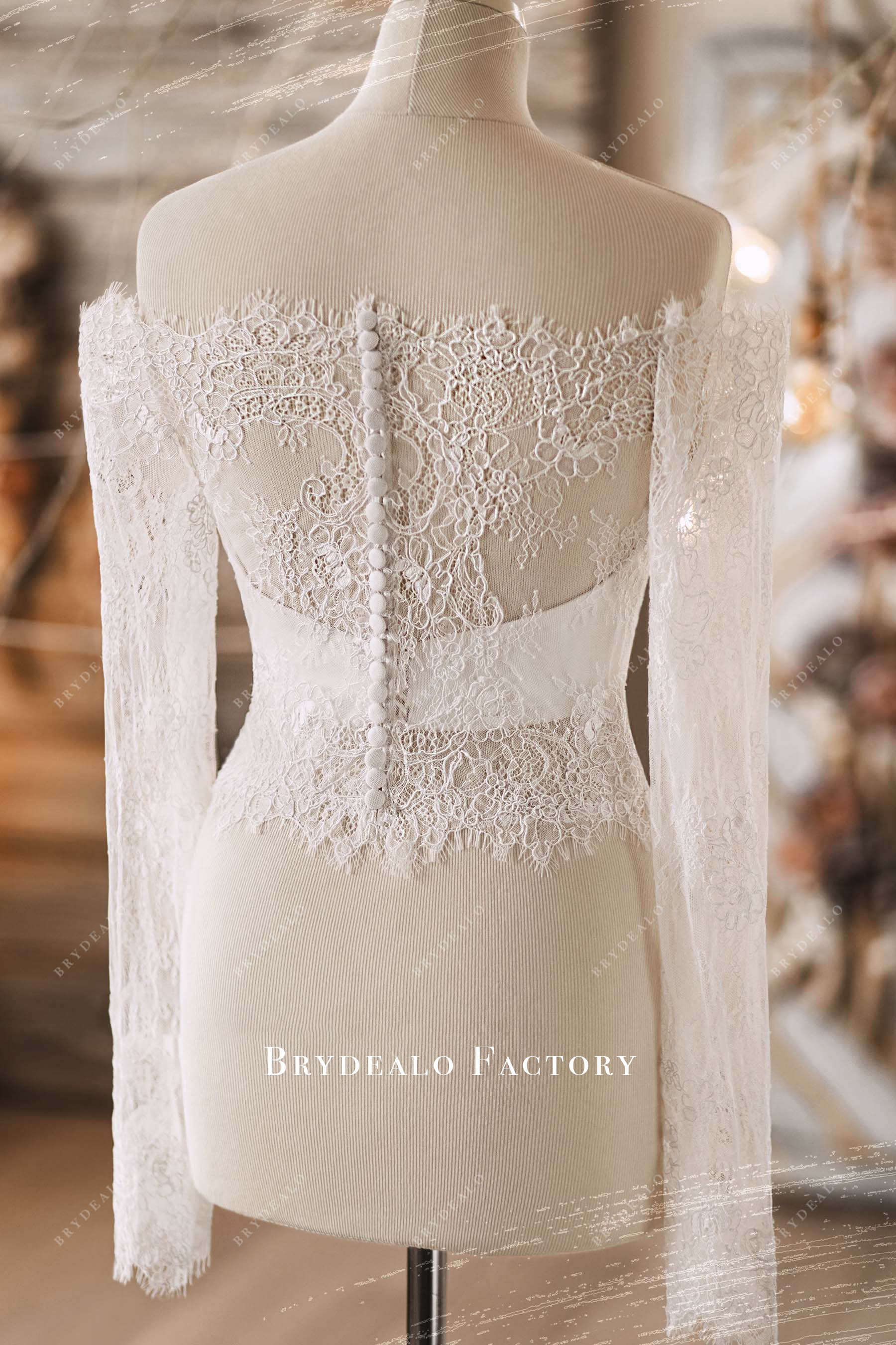 off shoulder long sleeve lace top