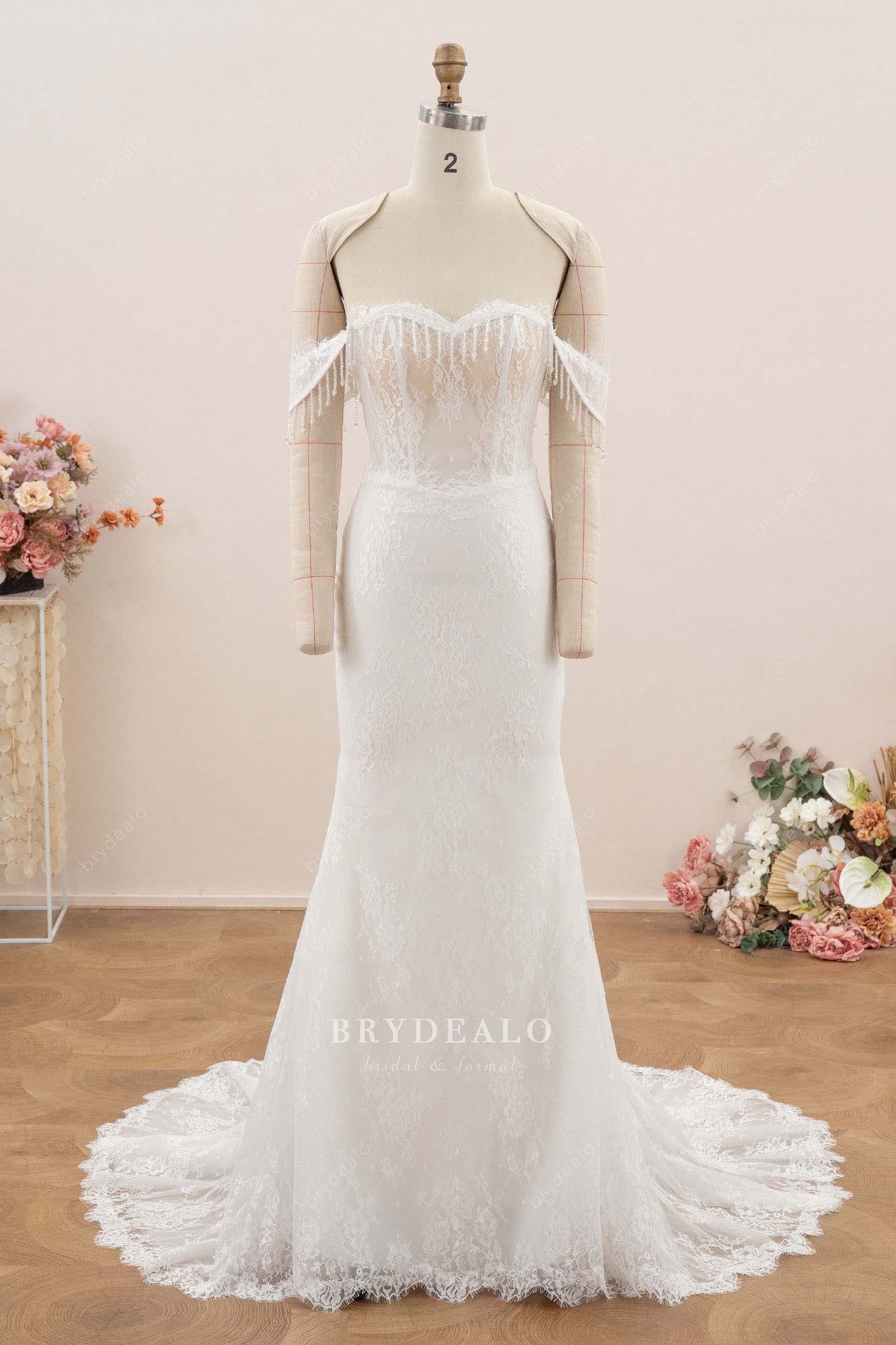 off-shoulder mermaid wedding dress