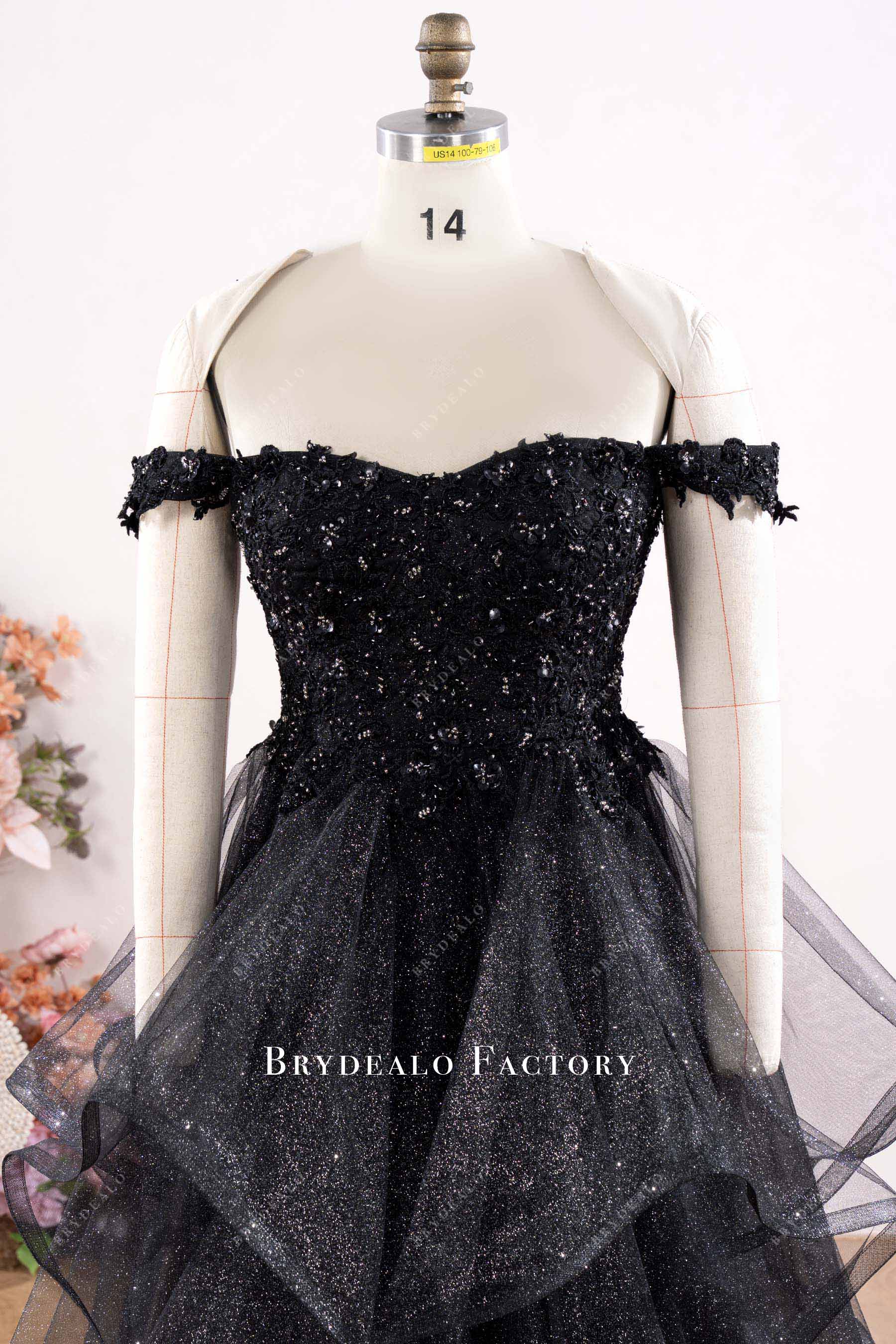 off-shoulder semi-sweetheart wedding dress