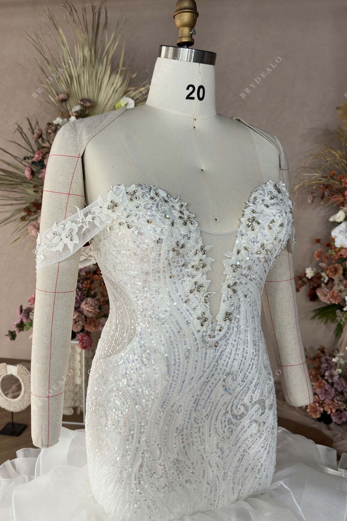 off shoulder wedding dress