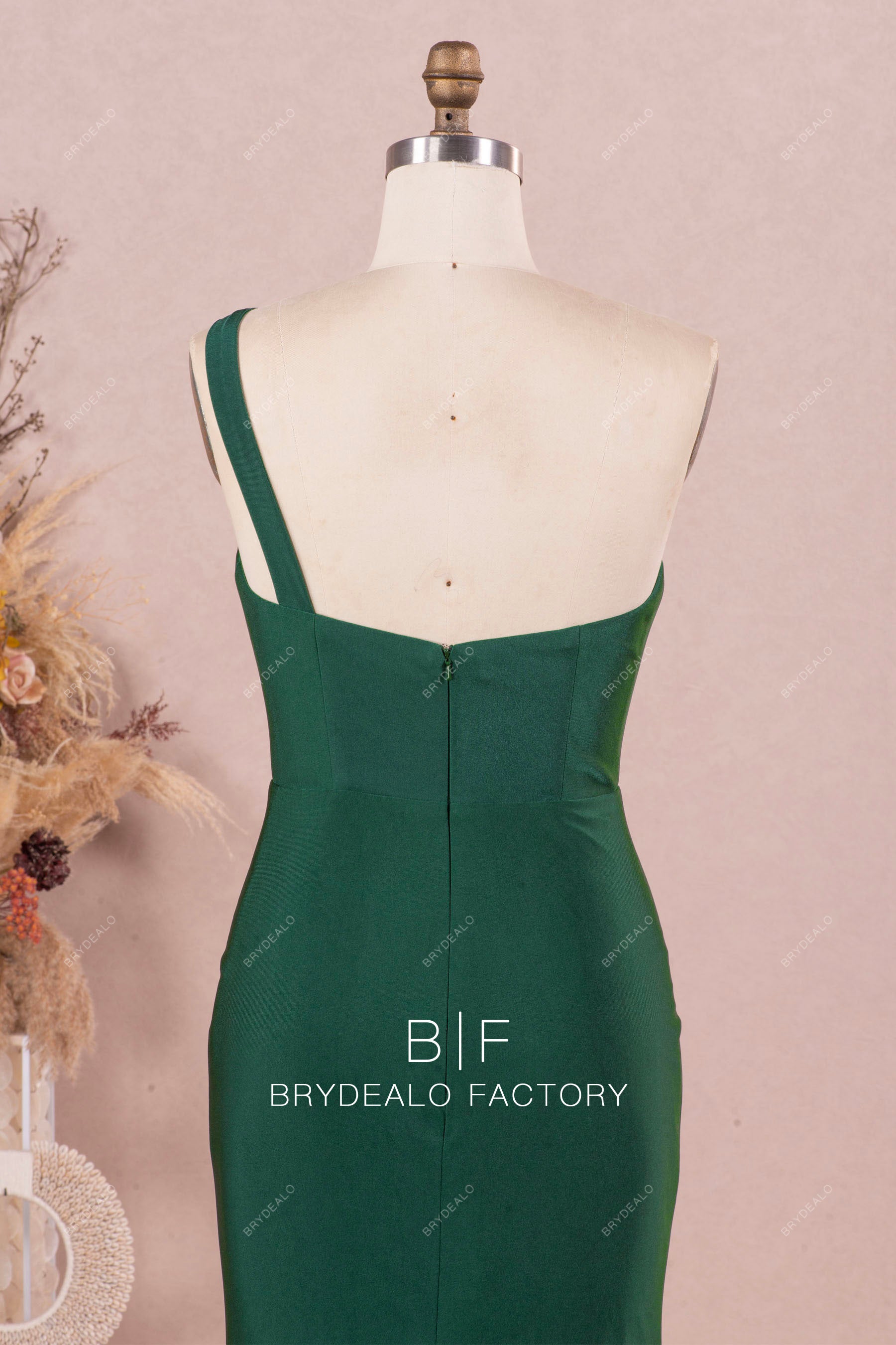One-Shoulder Strap Elastic Jersey Bridesmaid Dress