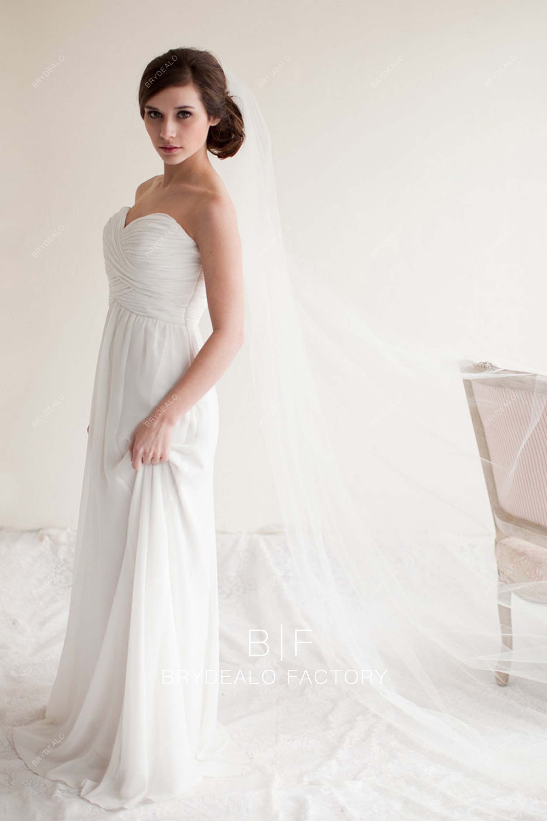 plain raw cut wedding veil