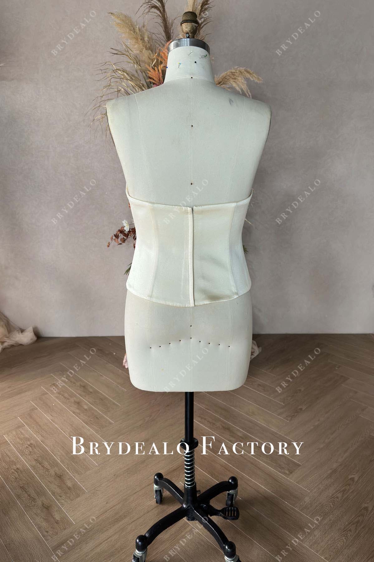 Custom Light Champagne Strapless Satin Corset Top