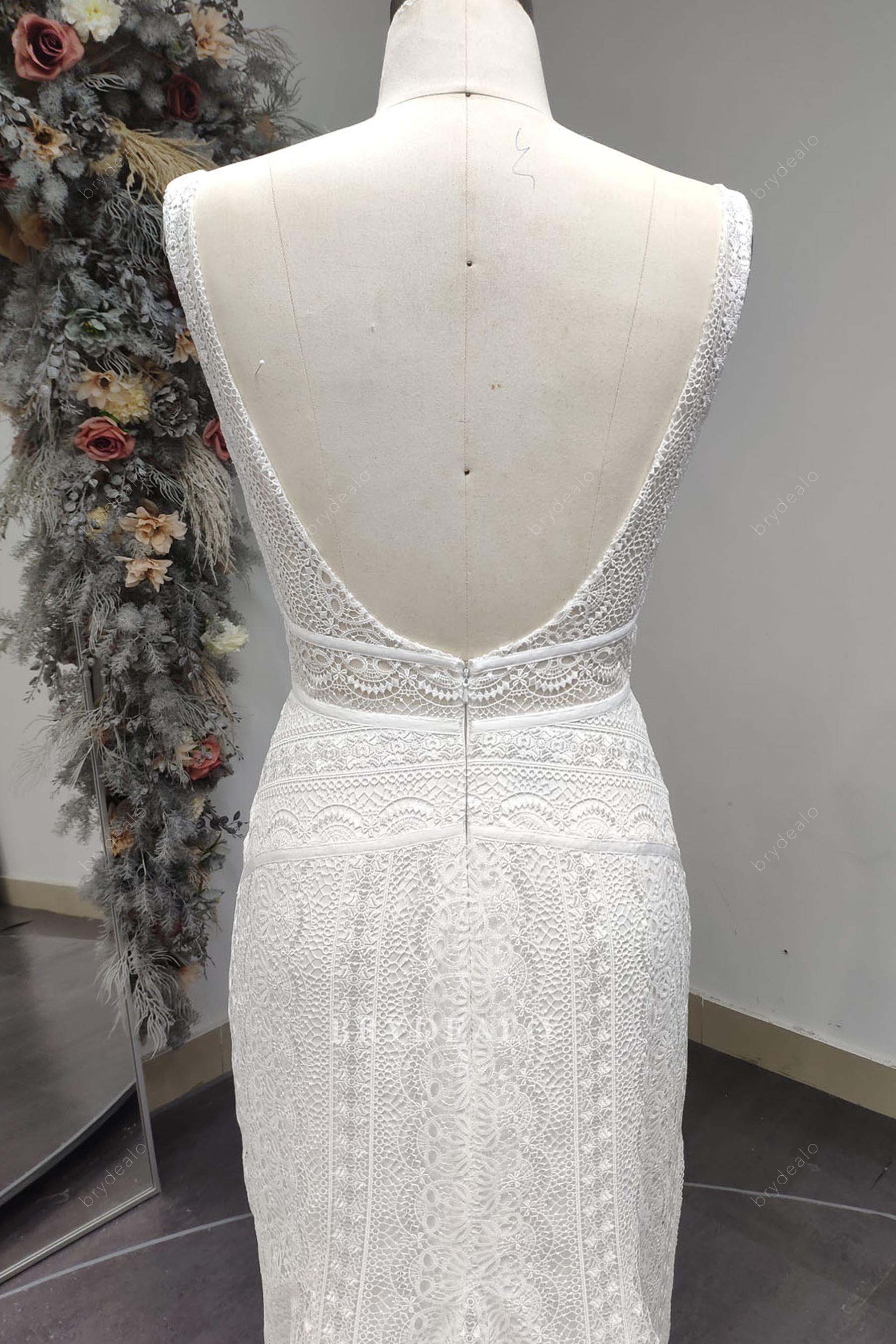 Custom Boho Sleeveless Lace Mermaid Wedding Dress