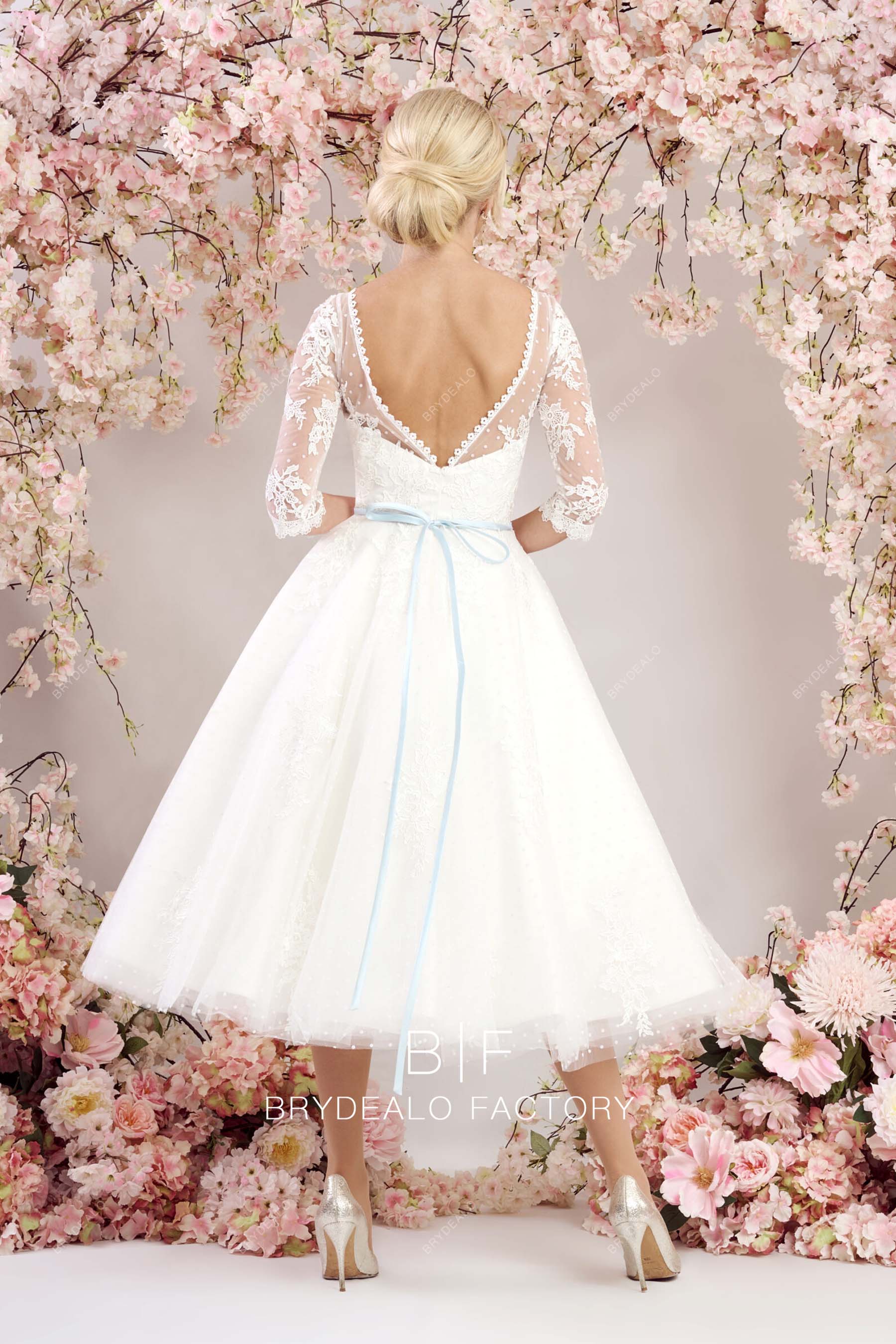 open back short casual bridal dress