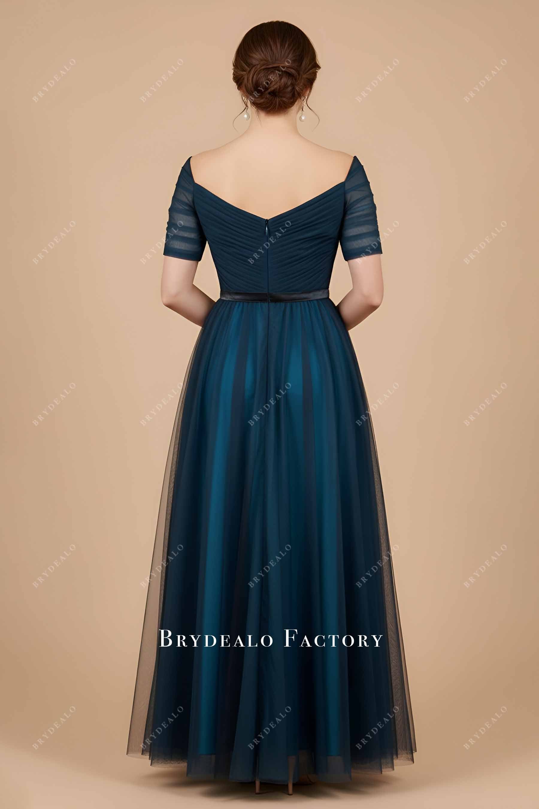 peacock tulle mother of bride dress