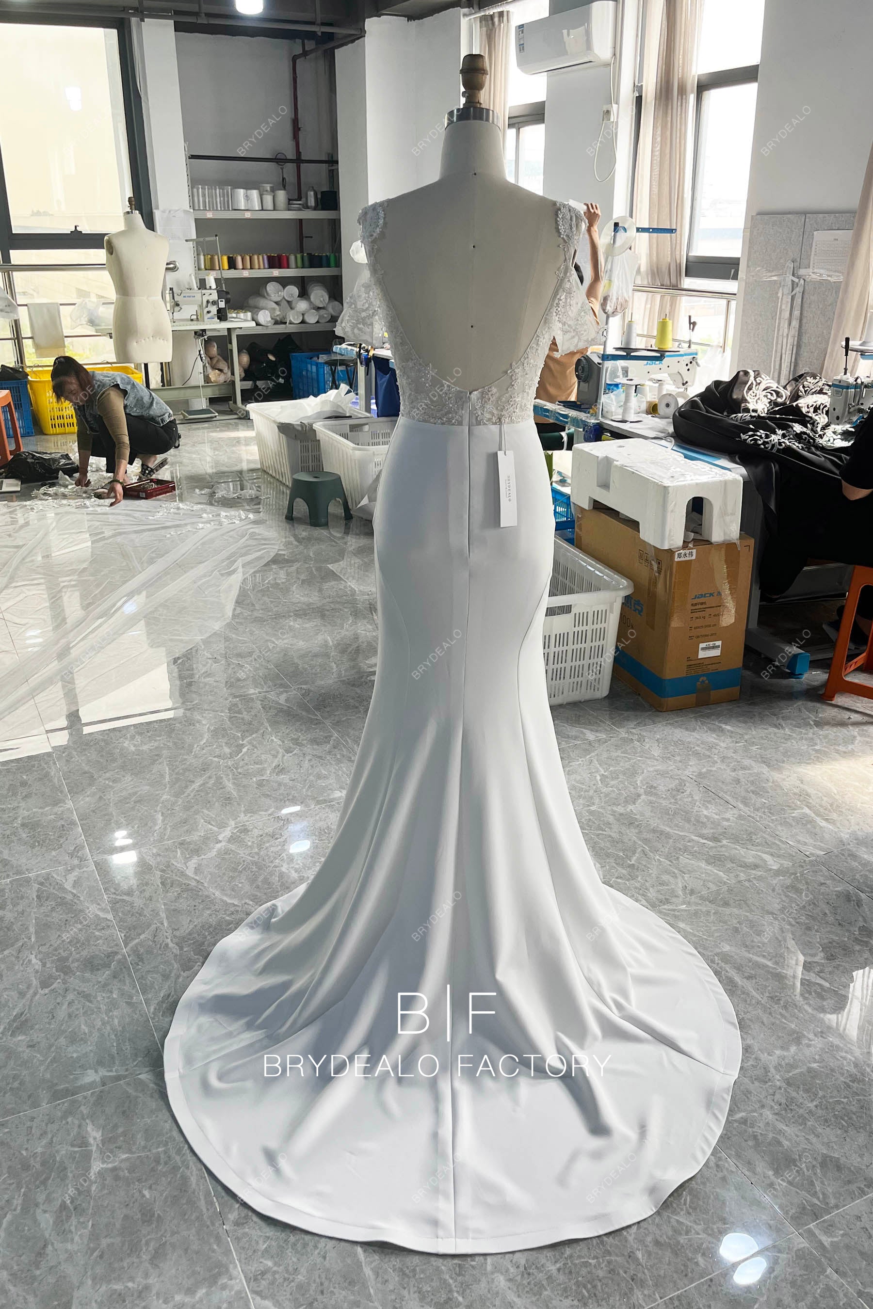 pearl lace mermaid wedding dress