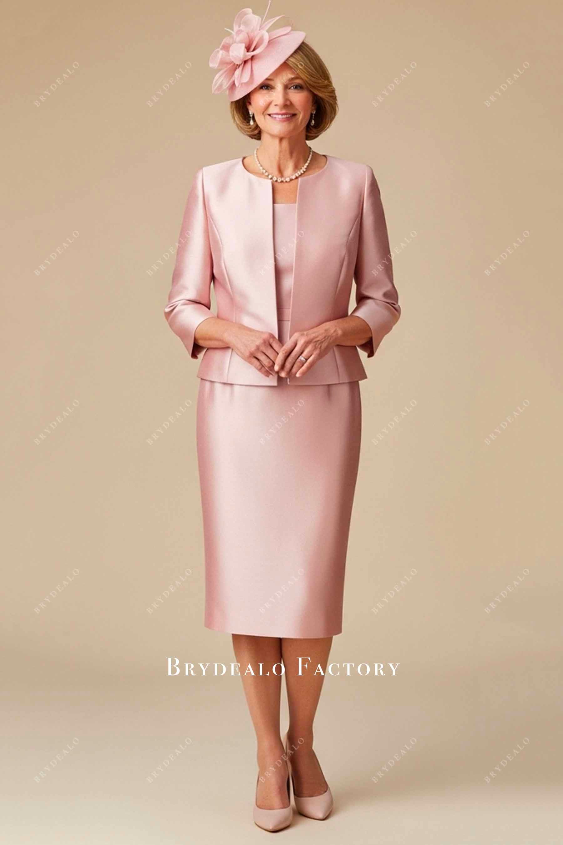 pearl pink pencil mother of bride dress