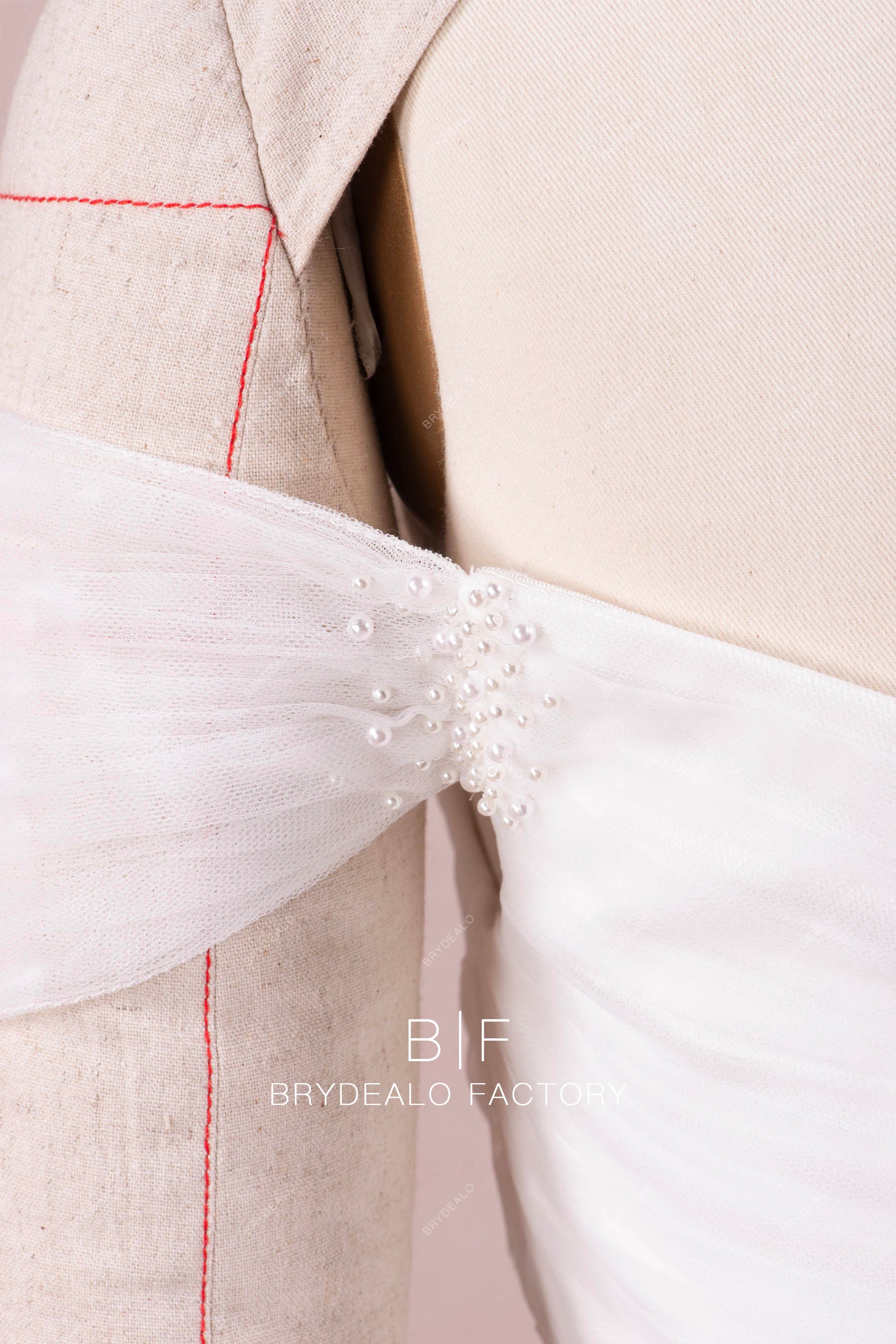 pearl sleeve wedding dress