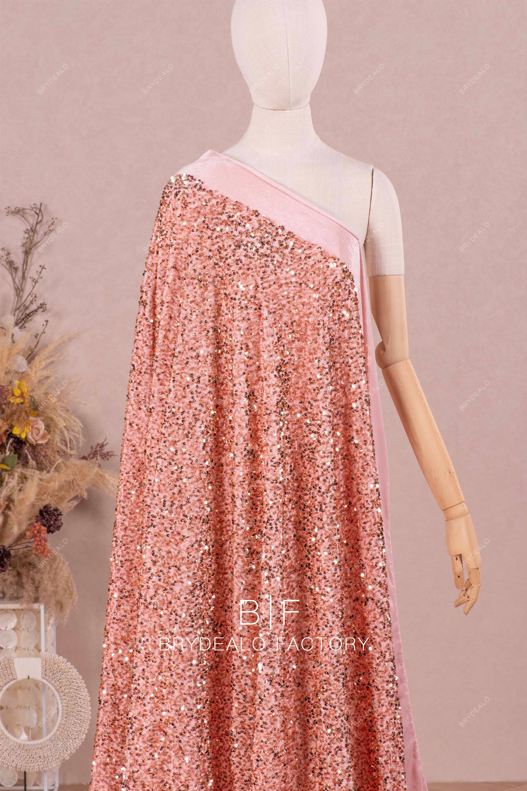 pink champagne gold sequin fabric