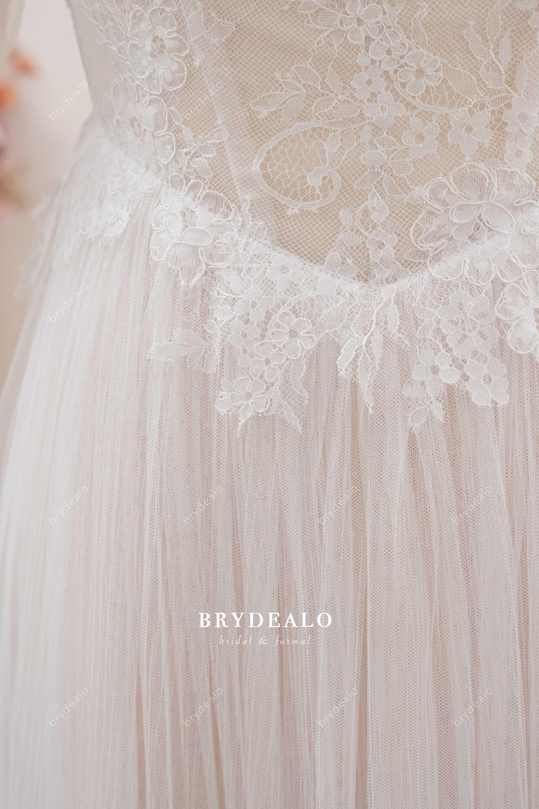 pleated basque waist wedding dress