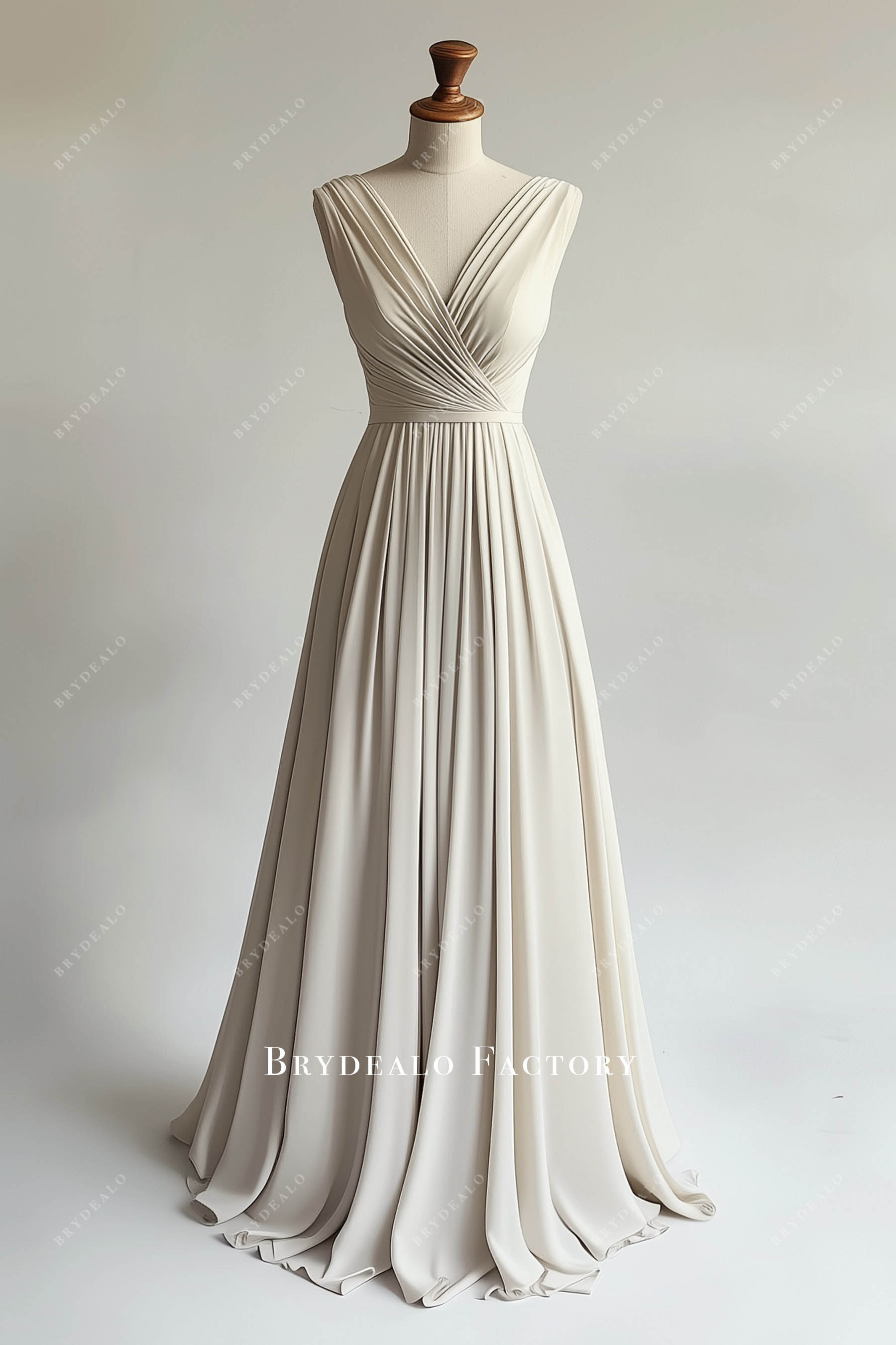 A-Line V-Neck Pleated Chiffon Bridesmaid Dress in Desert Rose main image 0