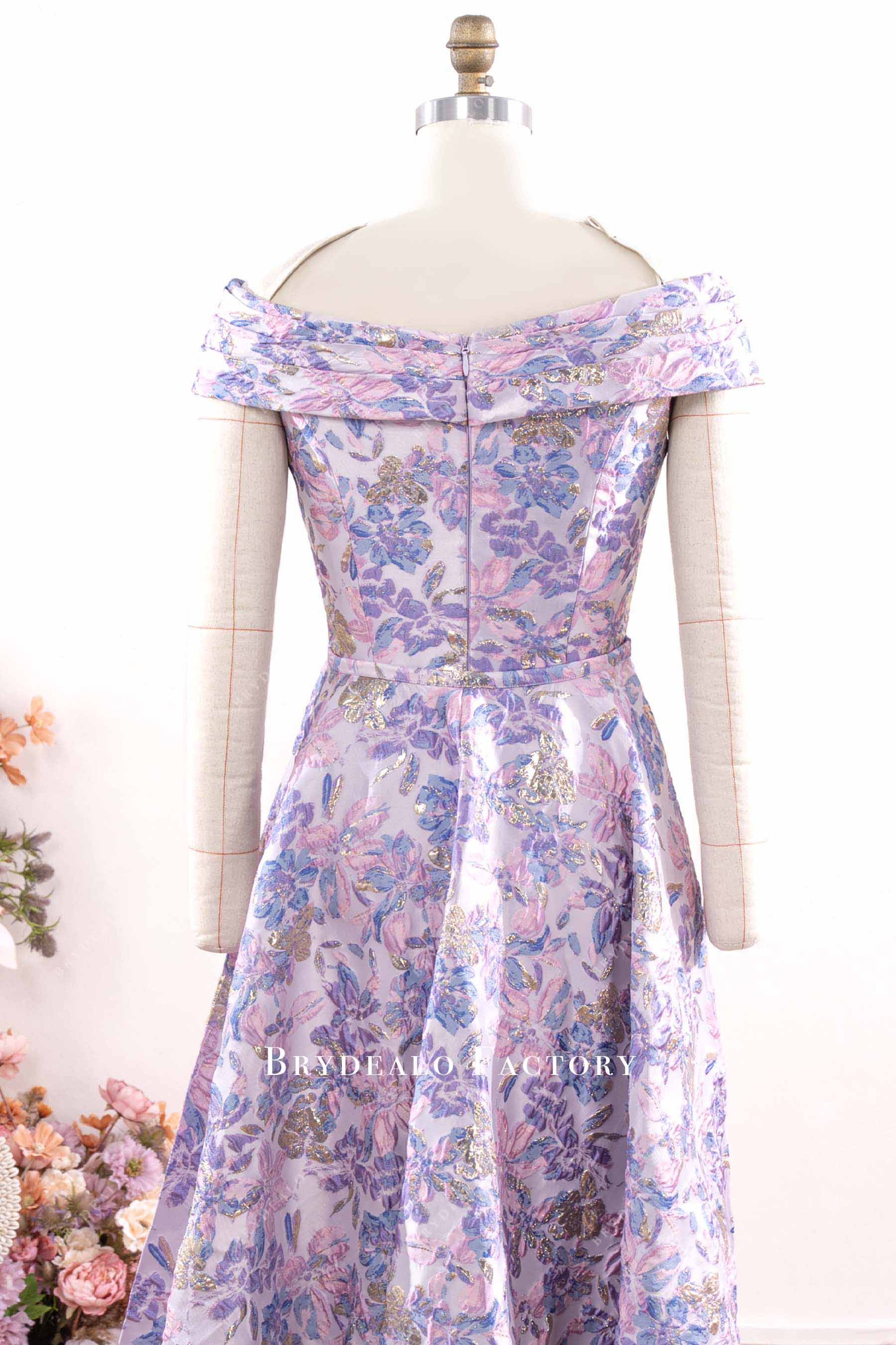 pleated off-shoulder formal dress