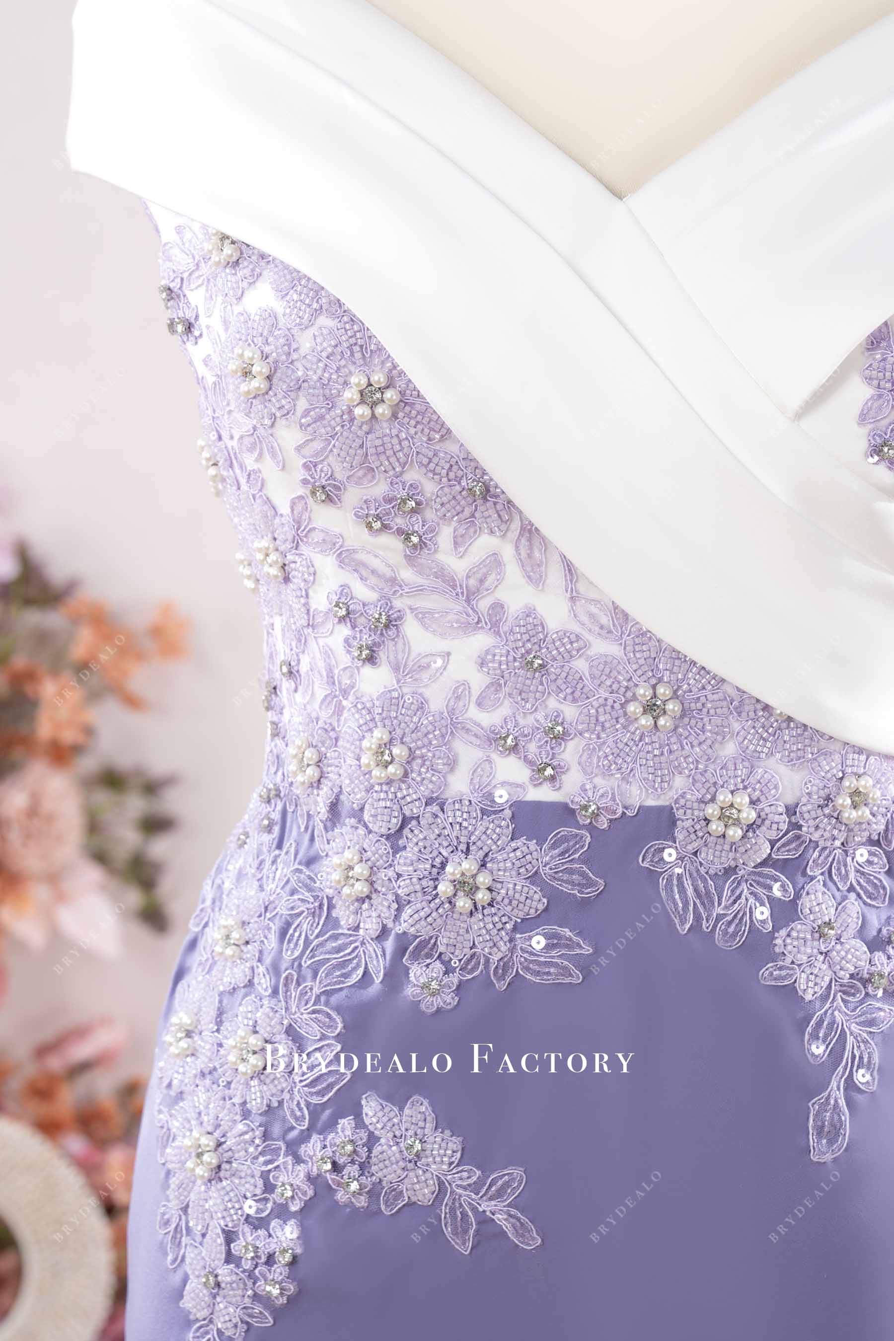 pleated off-shoulder formal dress